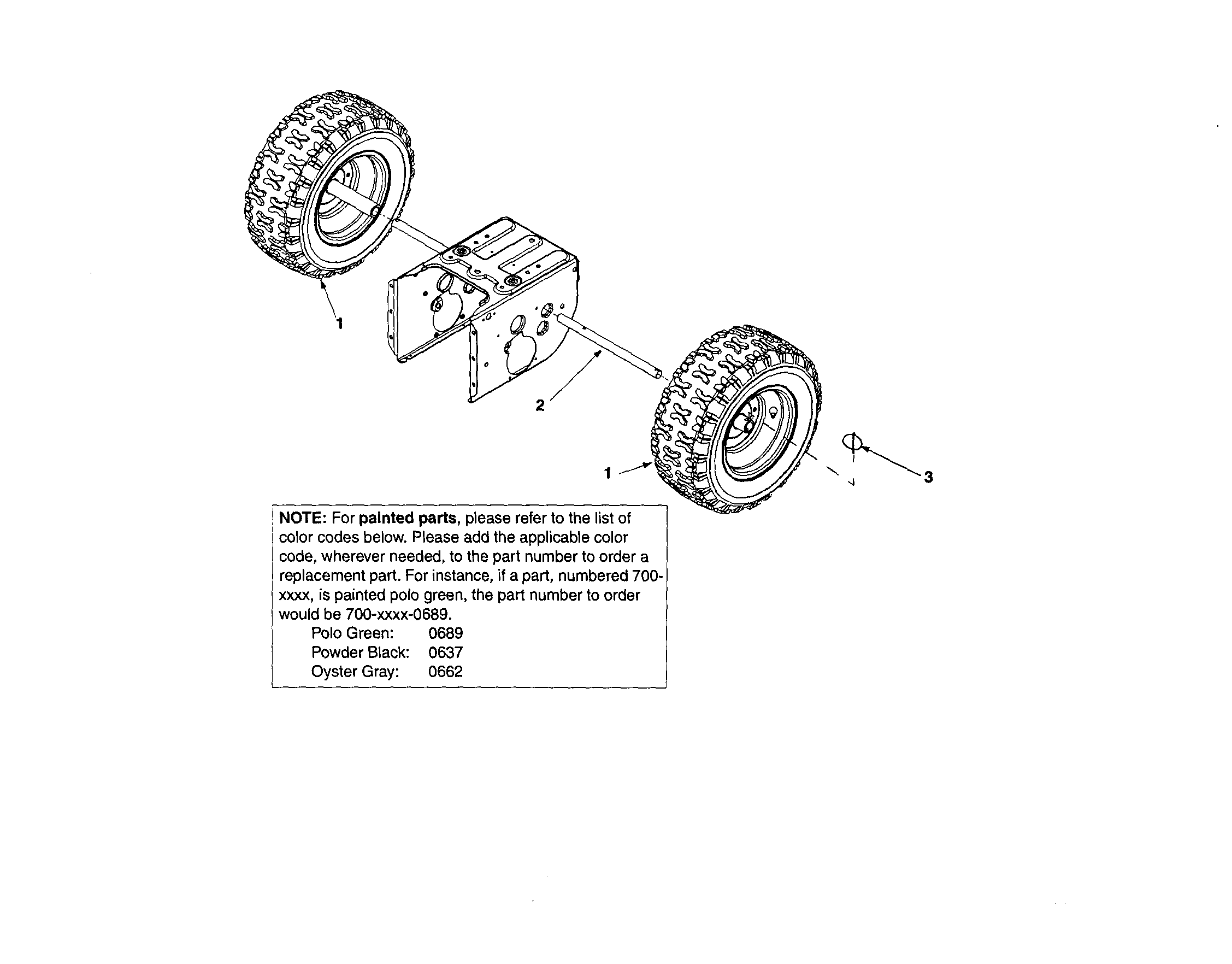 MTD 31AE5D8E099 axle/wheel assembly diagram