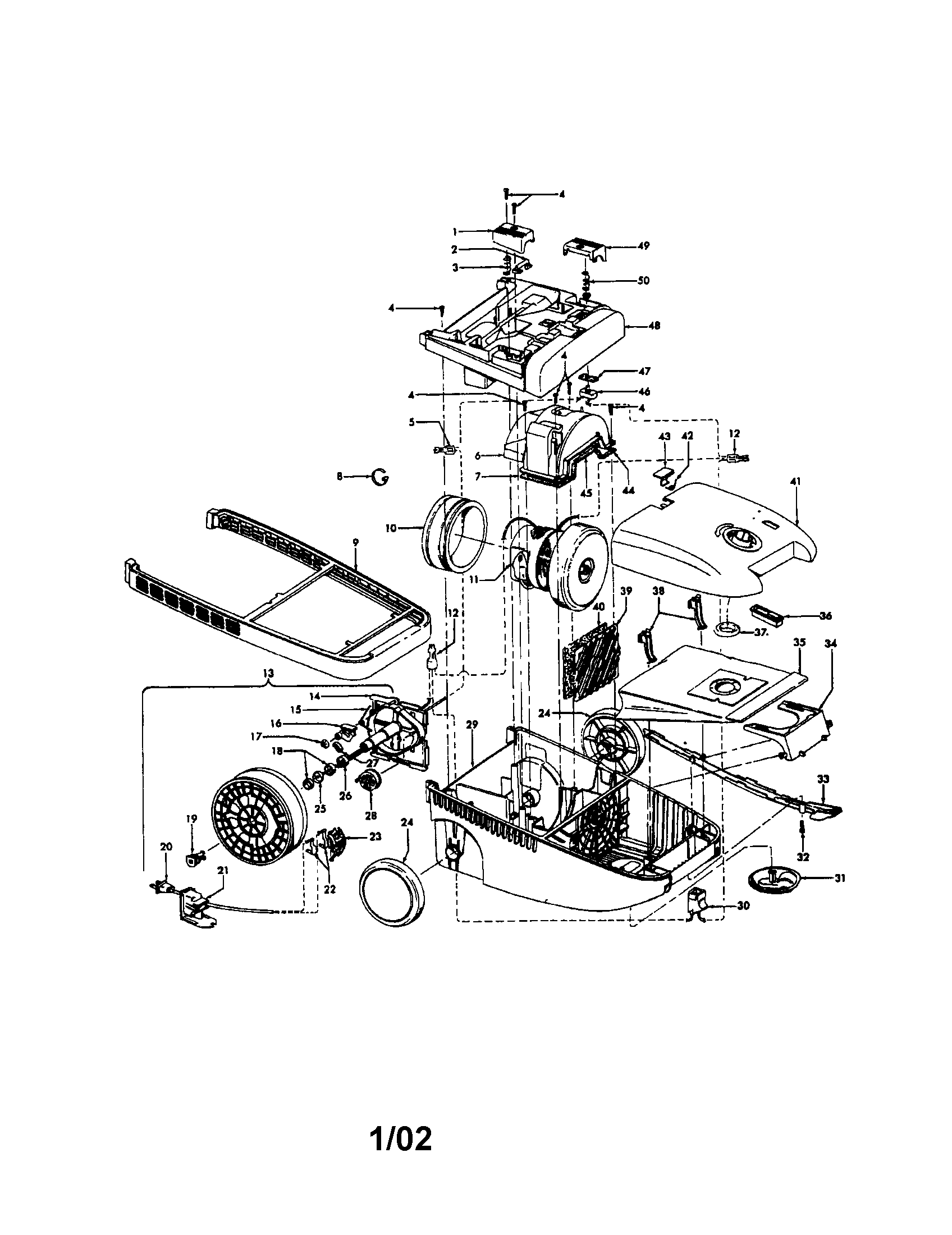 Hoover S3530 main body/wheel diagram