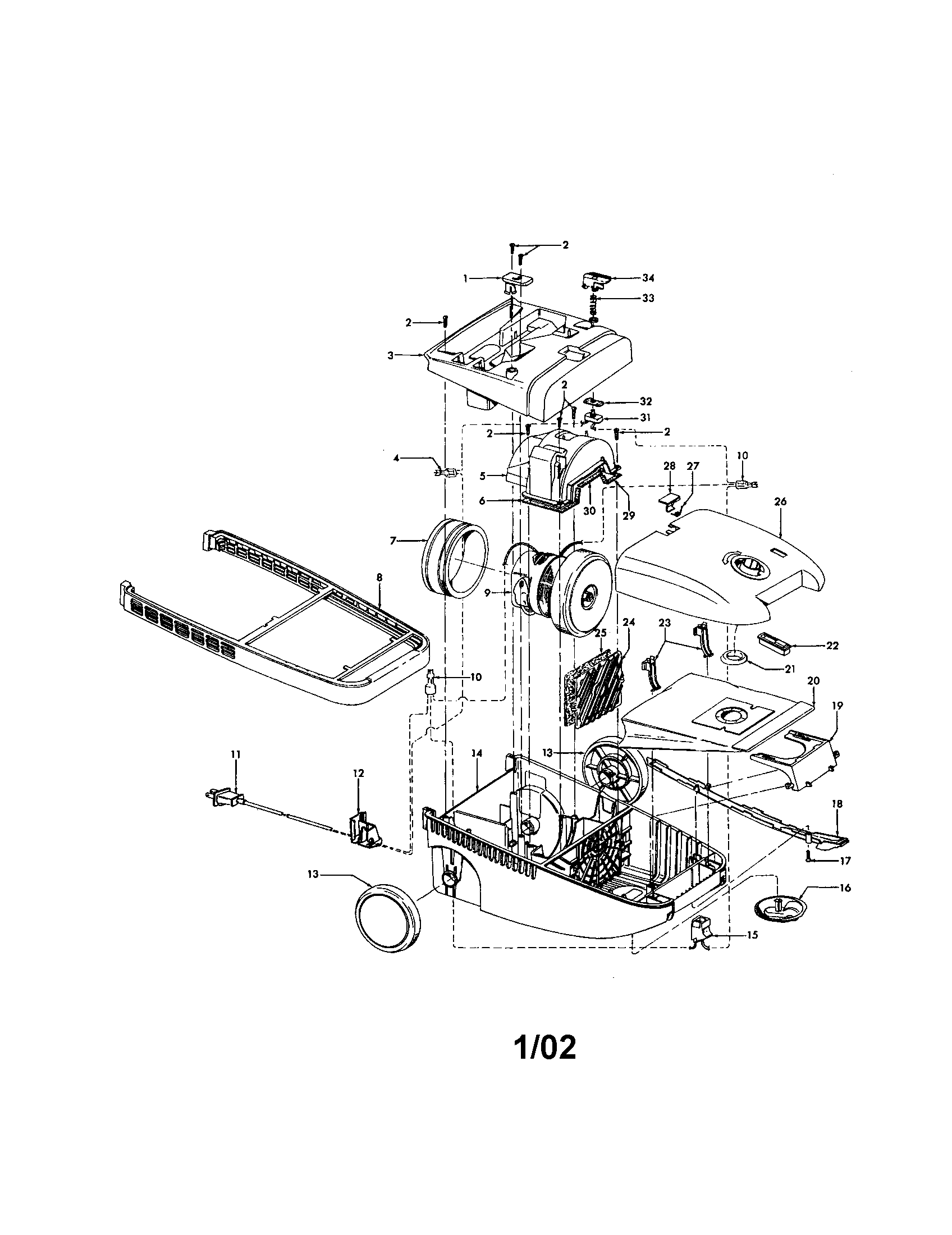 Hoover S3549 main body/wheel diagram