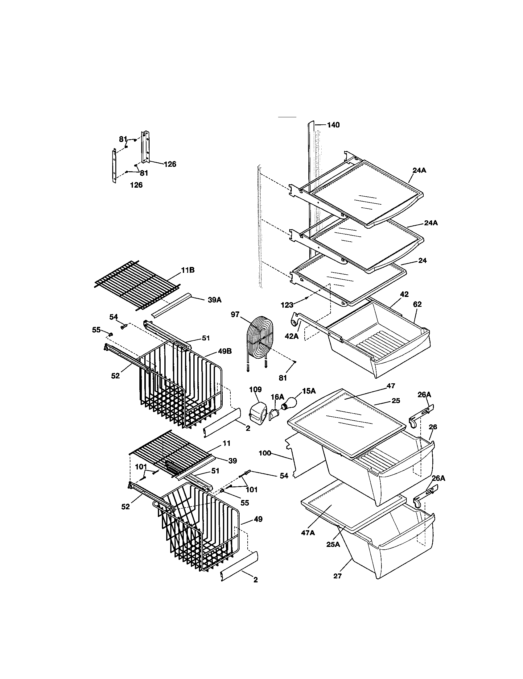 Kenmore 25351692103 shelves diagram