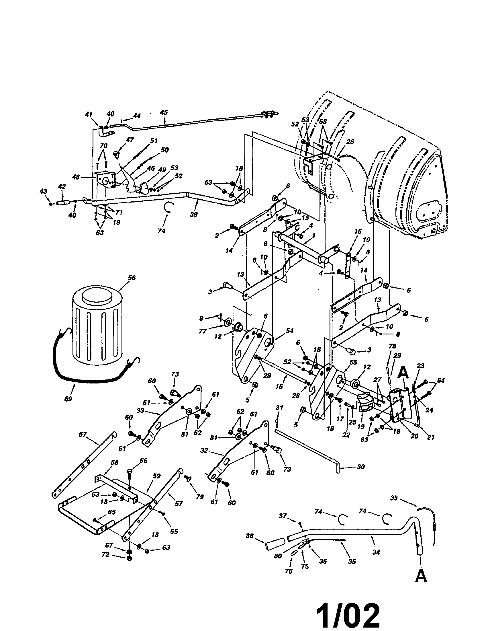 Craftsman 48624839 40" snow thrower diagram