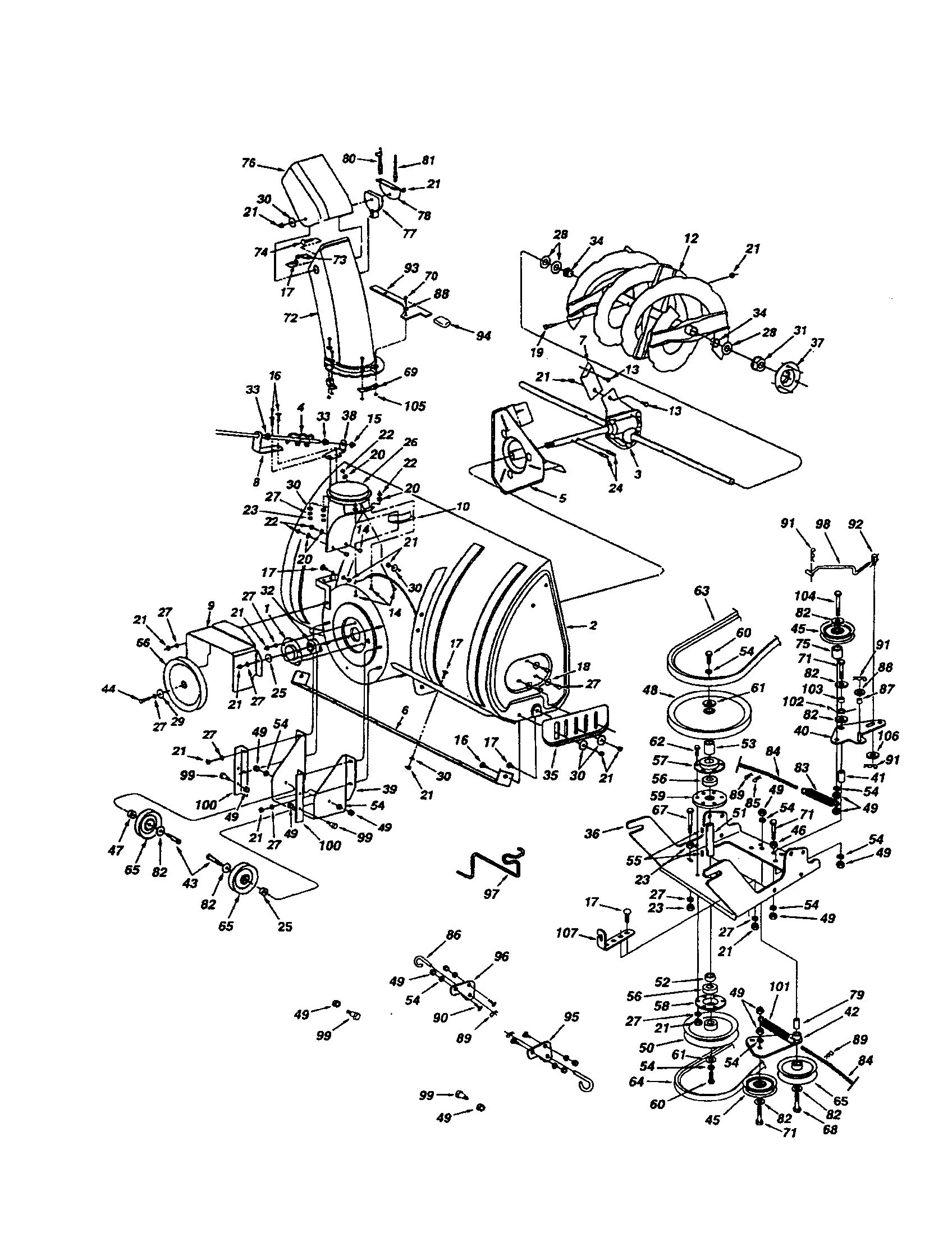 Craftsman 48624839 housing/gear assembly diagram