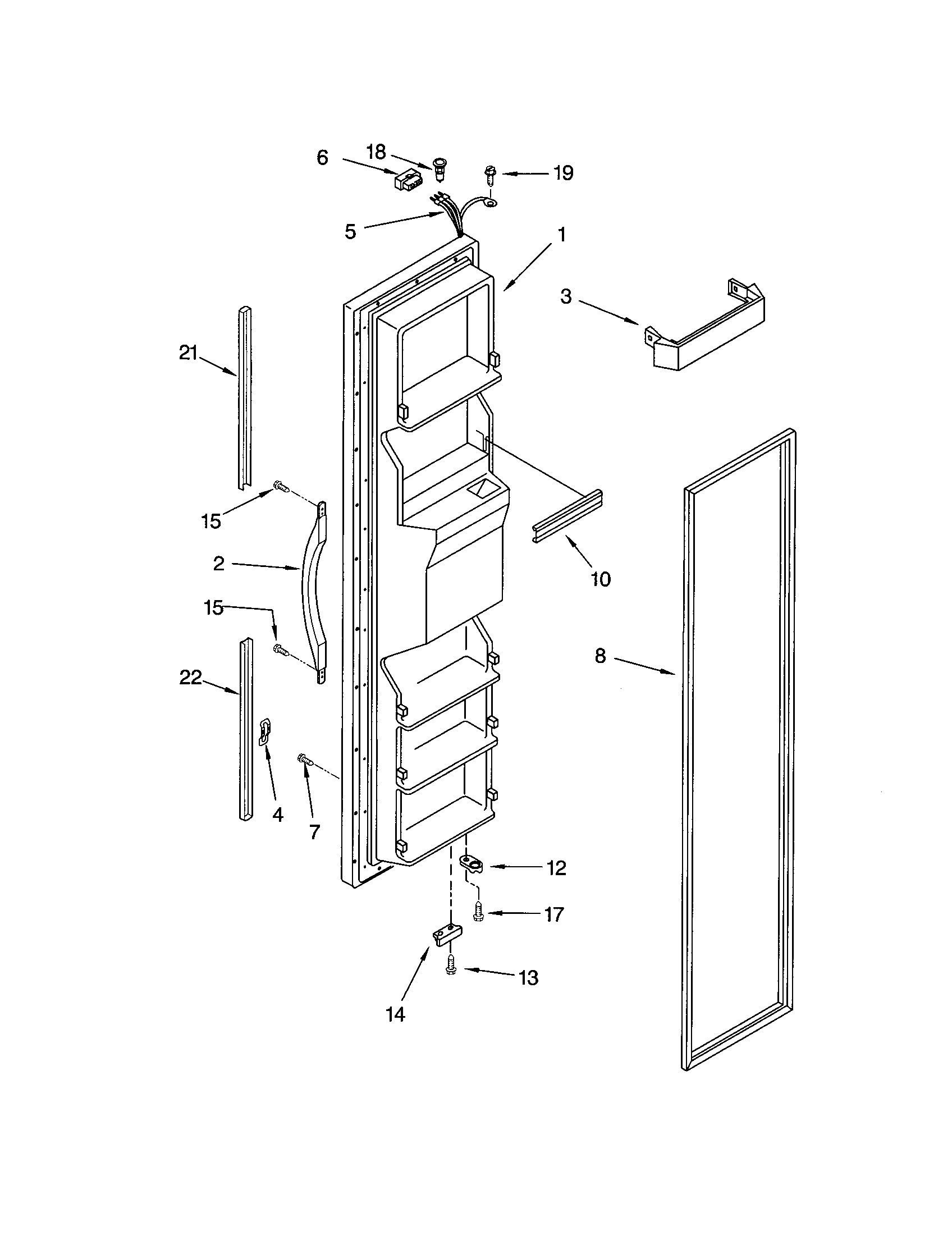 Kenmore 10652274201 freezer door diagram