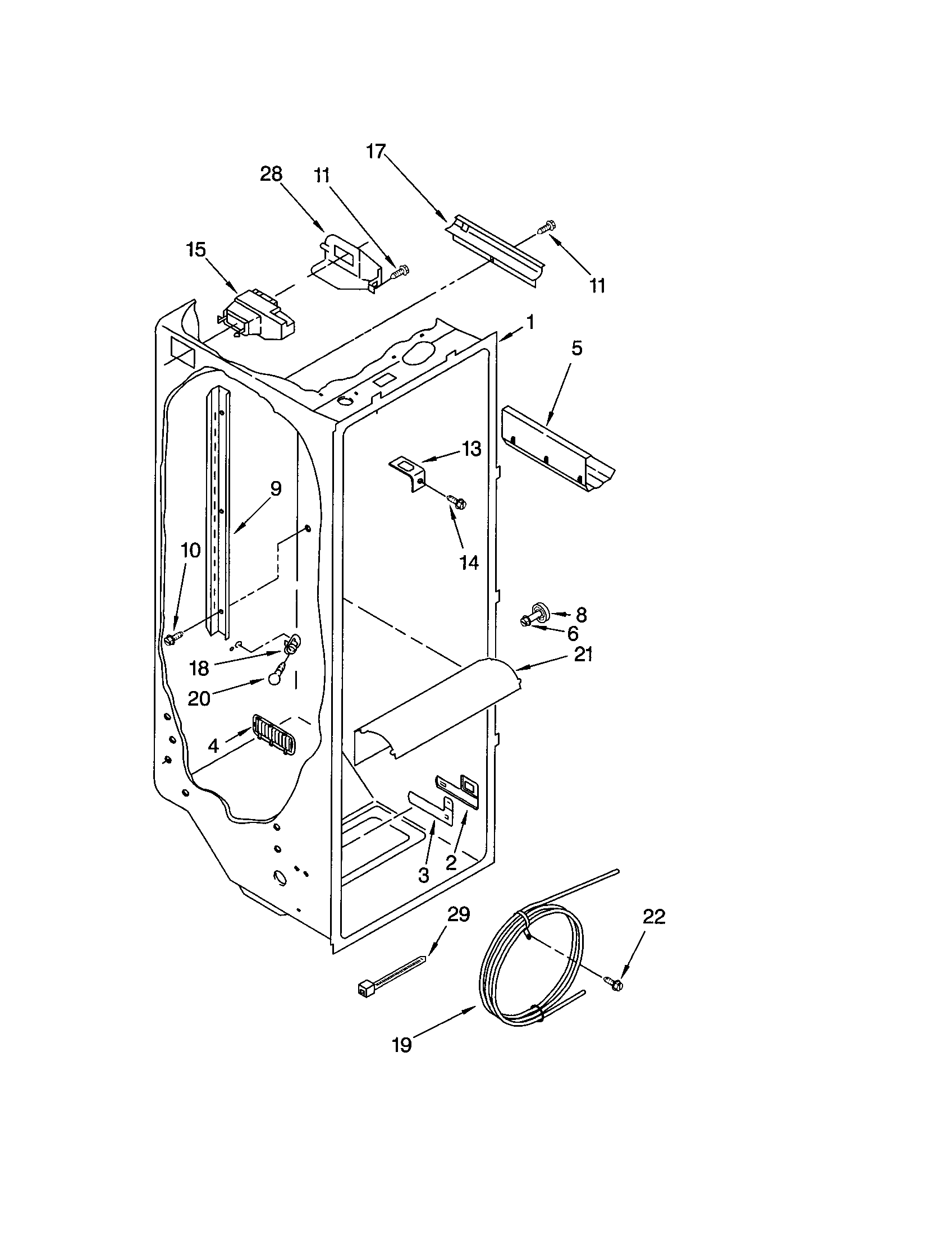 Kenmore 10651284200 refrigerator liner diagram
