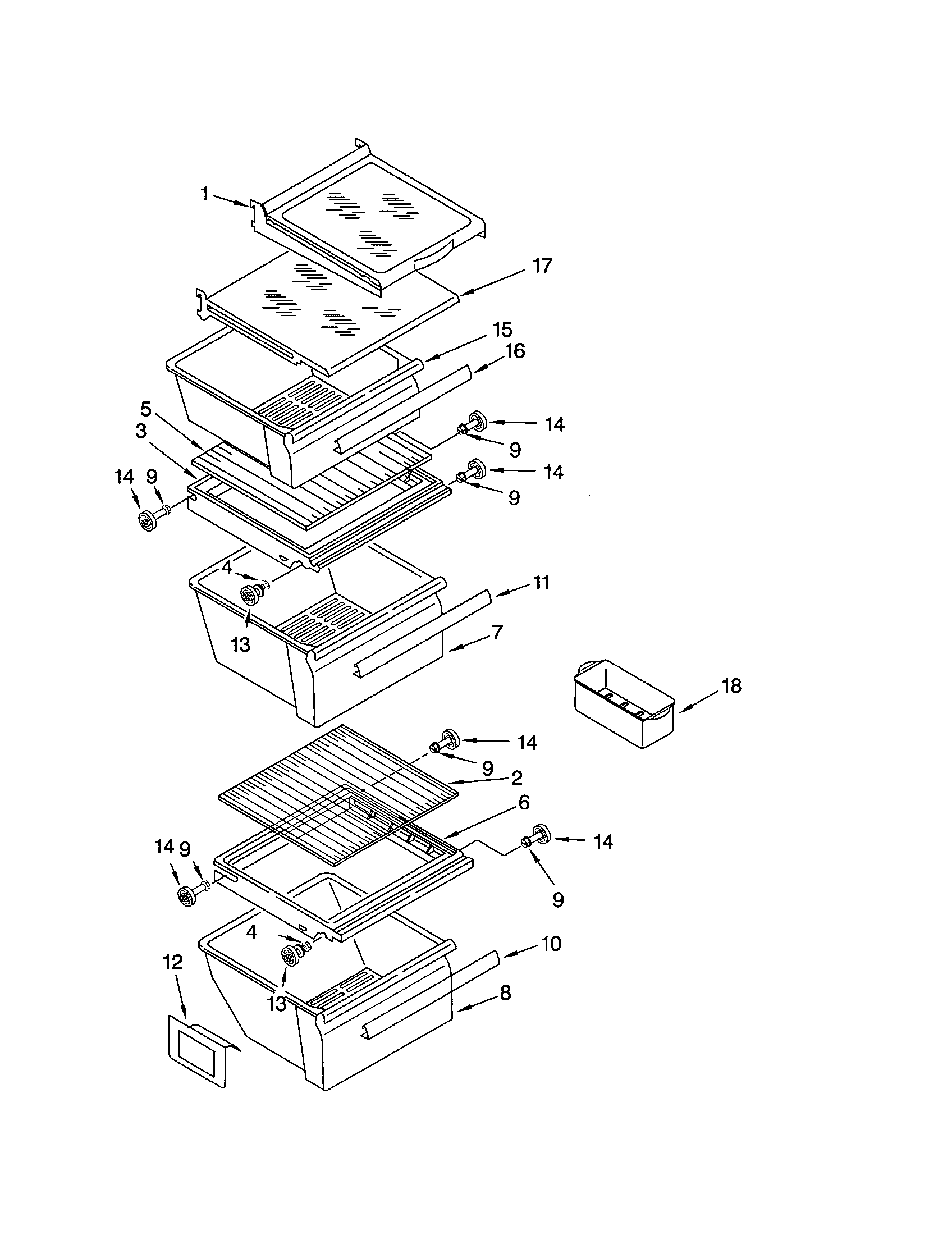 Kenmore 10651284200 refrigerator shelf diagram