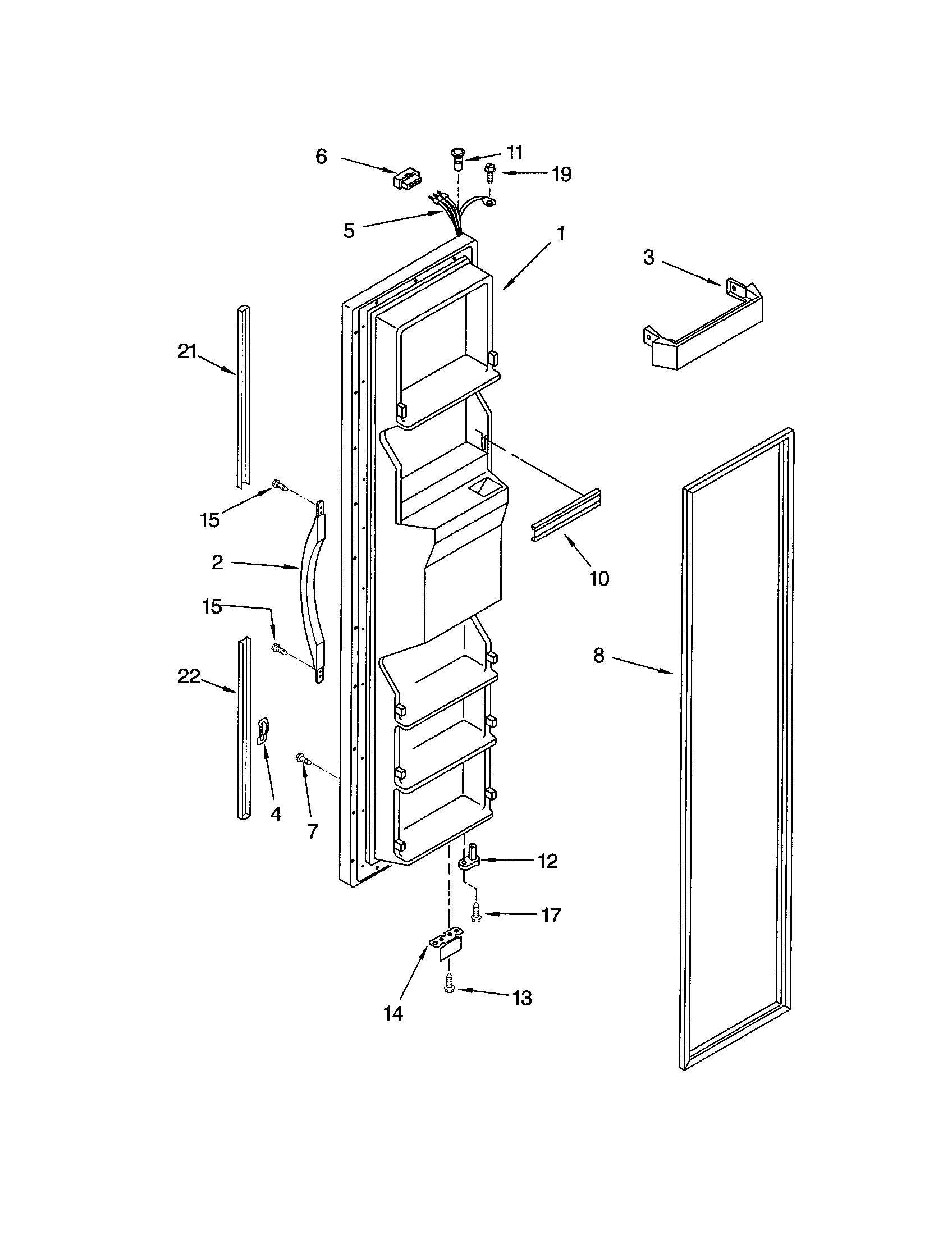 Kenmore 10651284200 freezer door diagram