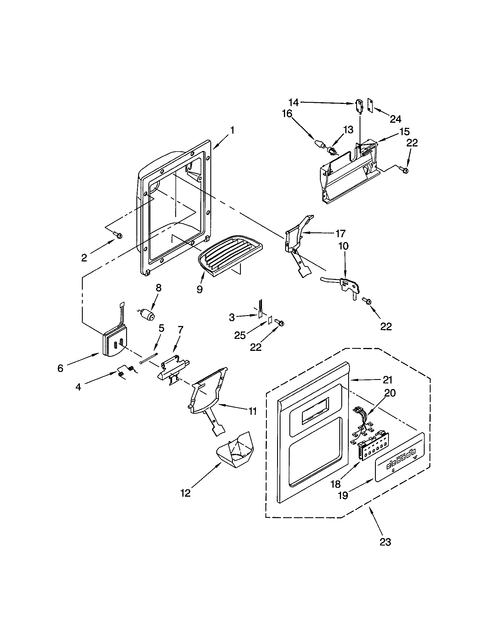 Kenmore 10651284200 dispenser front diagram