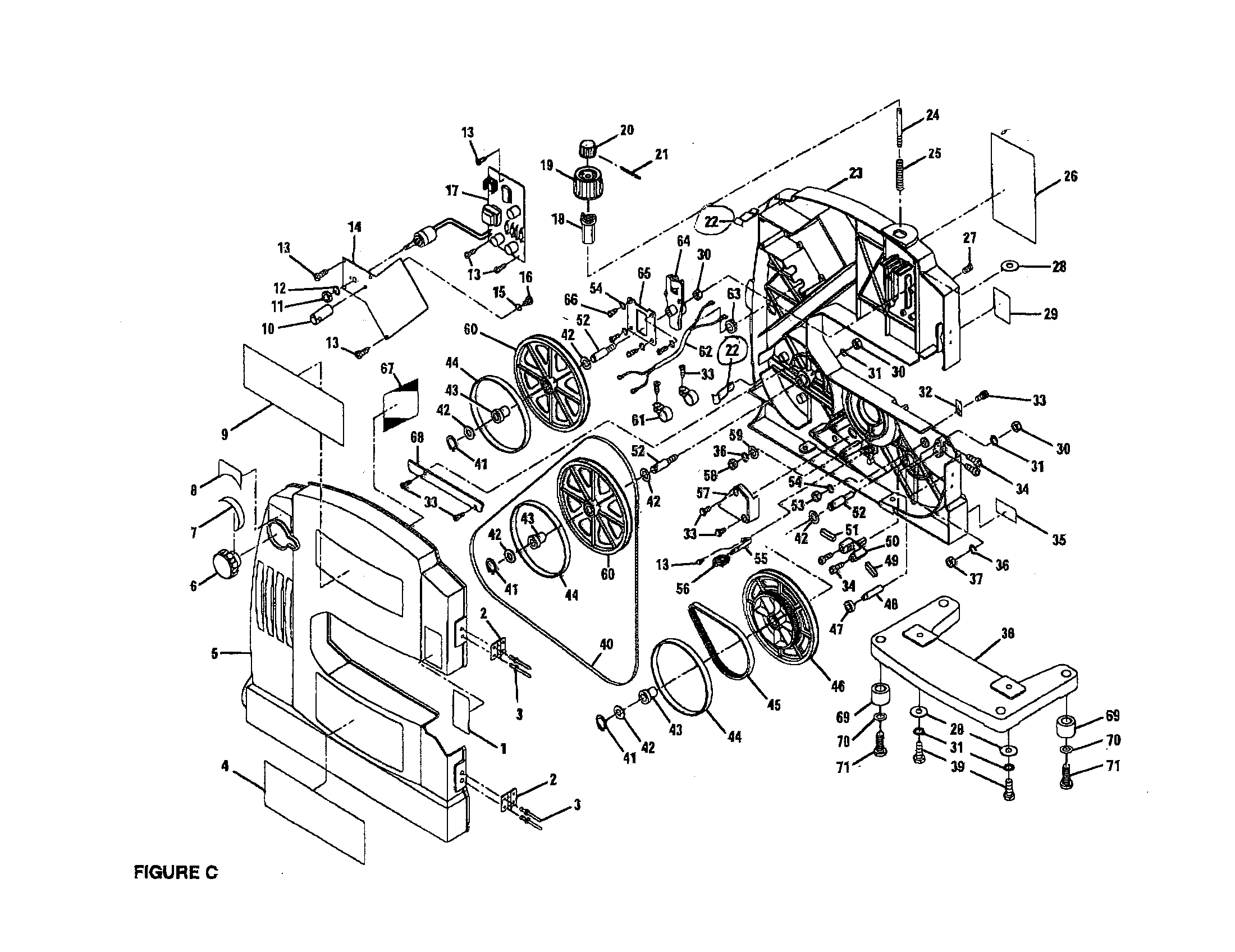 Craftsman 315214500 front cover/base/saw blade diagram