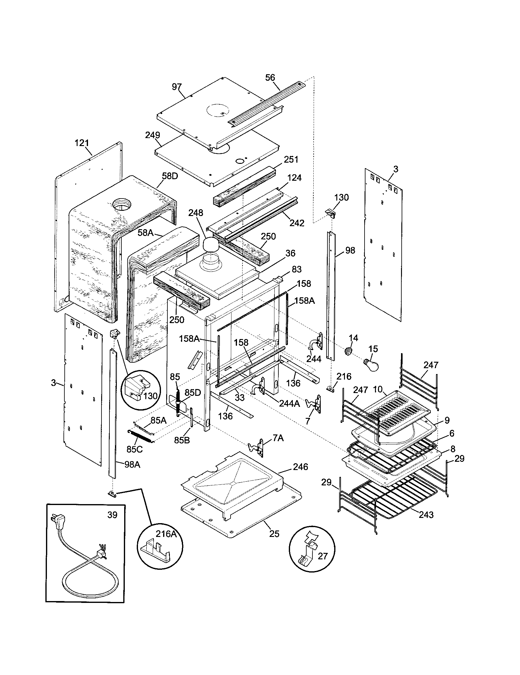 Frigidaire FGB504CHBB cavity diagram