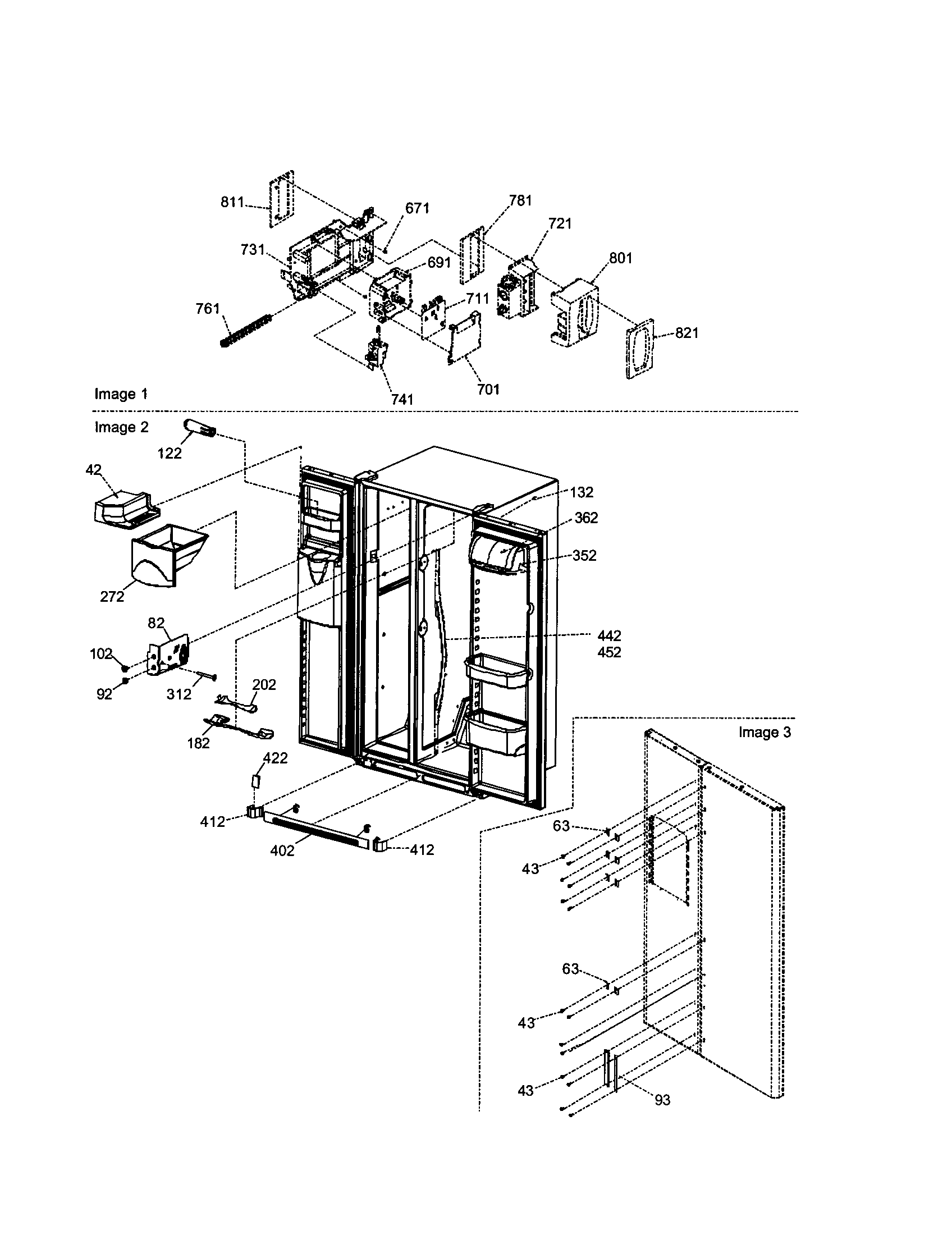 Amana ARSE664BW-PARSE664BW0 controls/light shield/door handles diagram