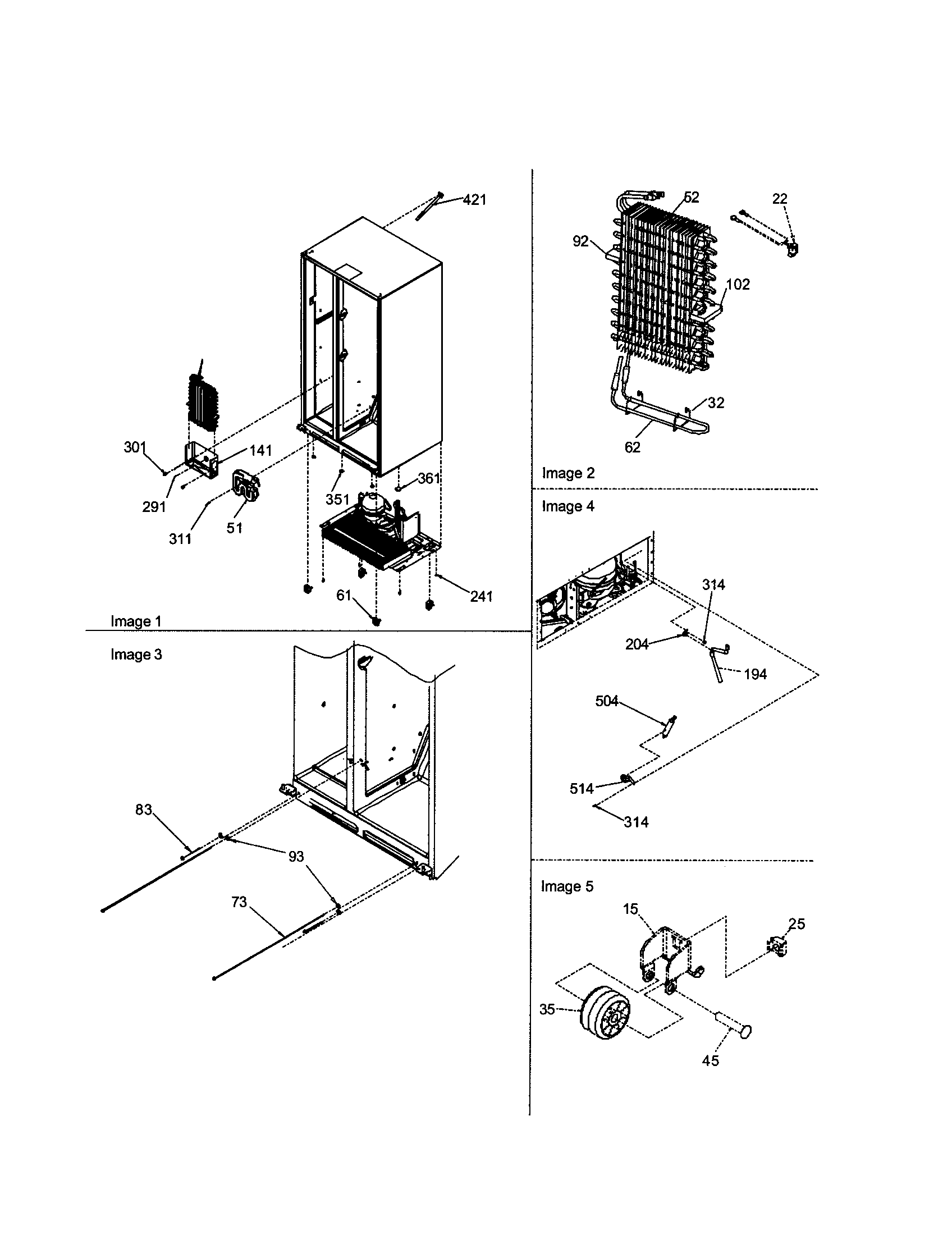 Amana ARSE664BW-PARSE664BW0 evaporator/drier/rollers diagram