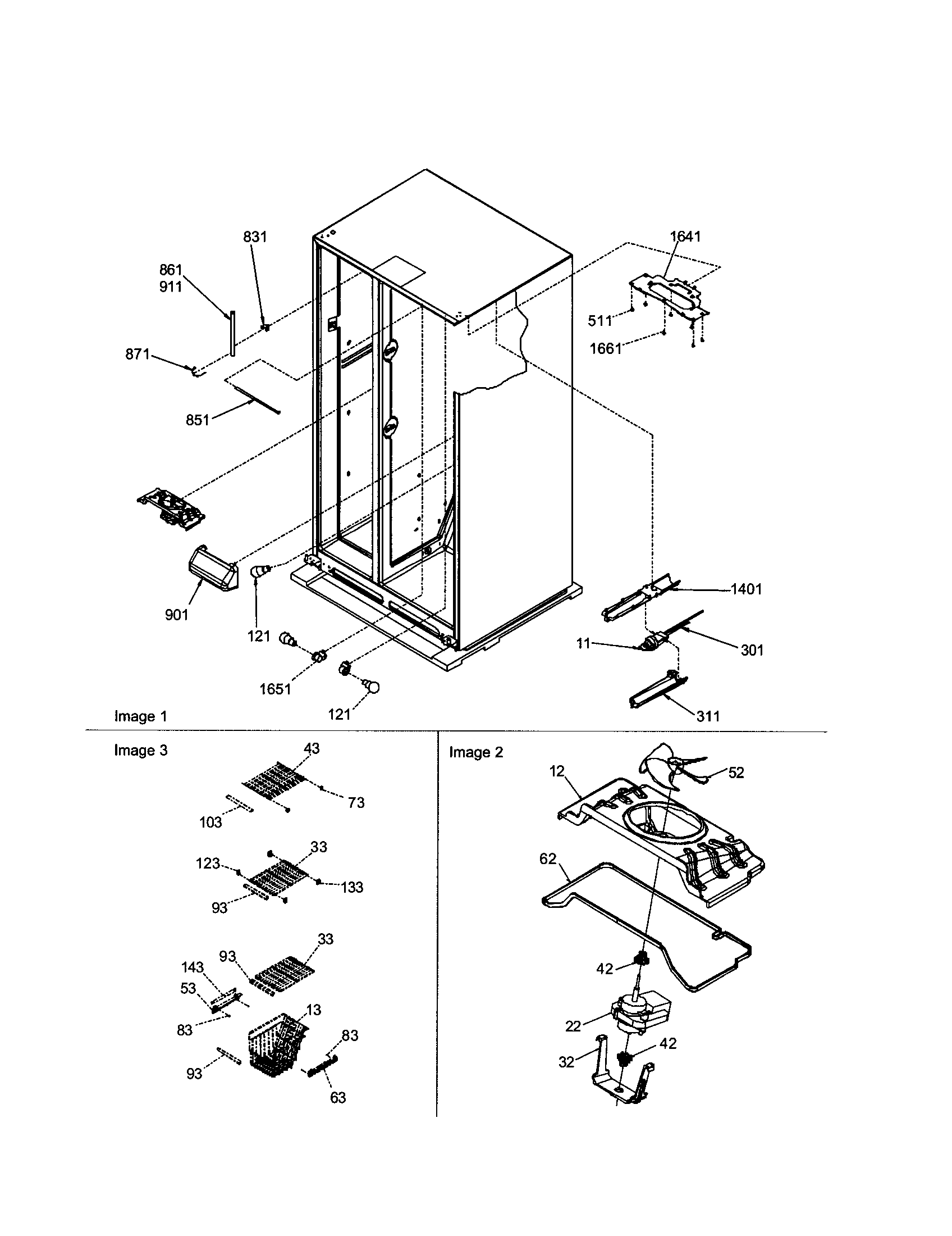 Amana ARSE664BW-PARSE664BW0 fz shelving/evaporator fan motor diagram