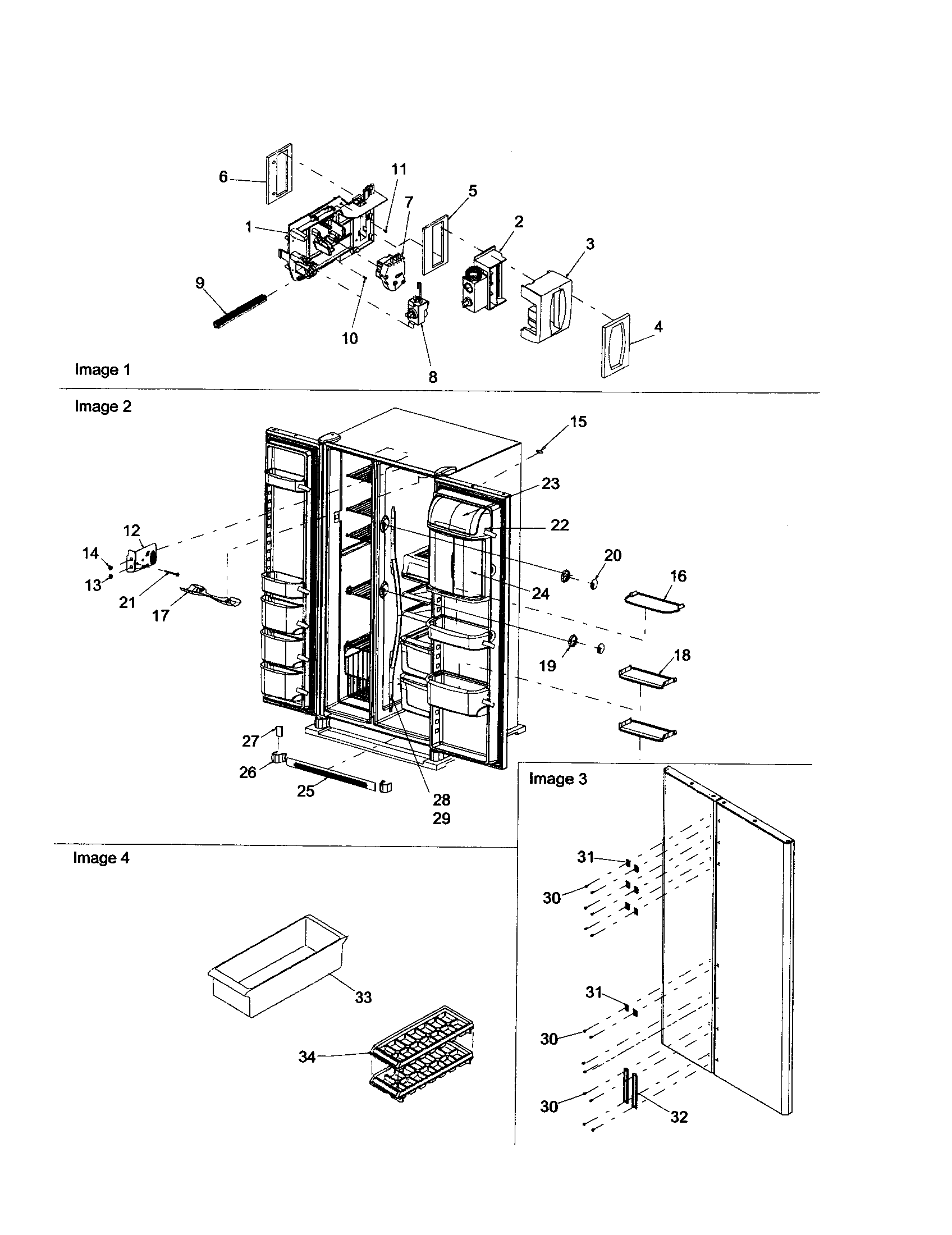 Amana ARS2606BW-PARS2606BW0 controls/light shield/door handles diagram