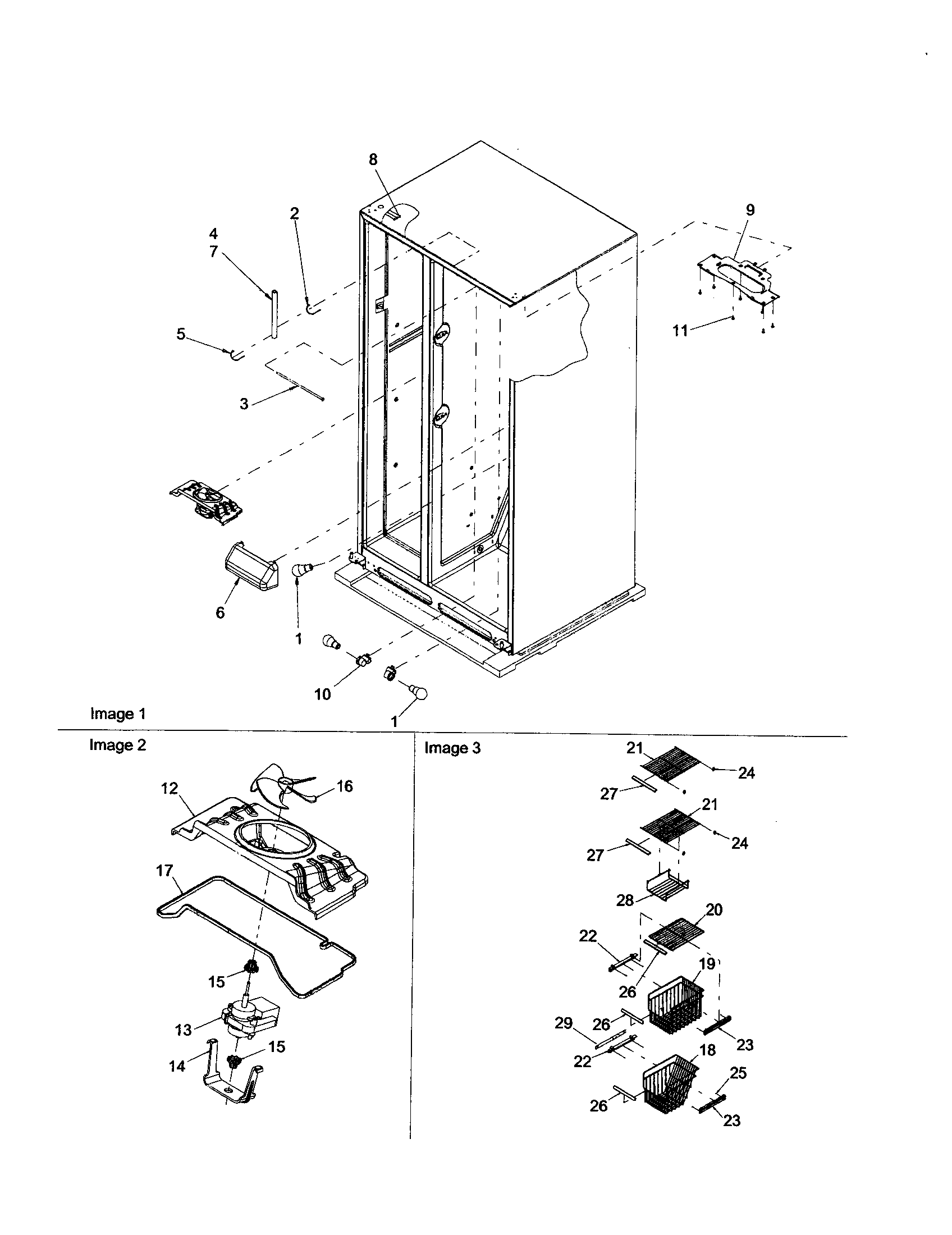Amana ARS2606BW-PARS2606BW0 evaporator fan motor/fz shelving diagram
