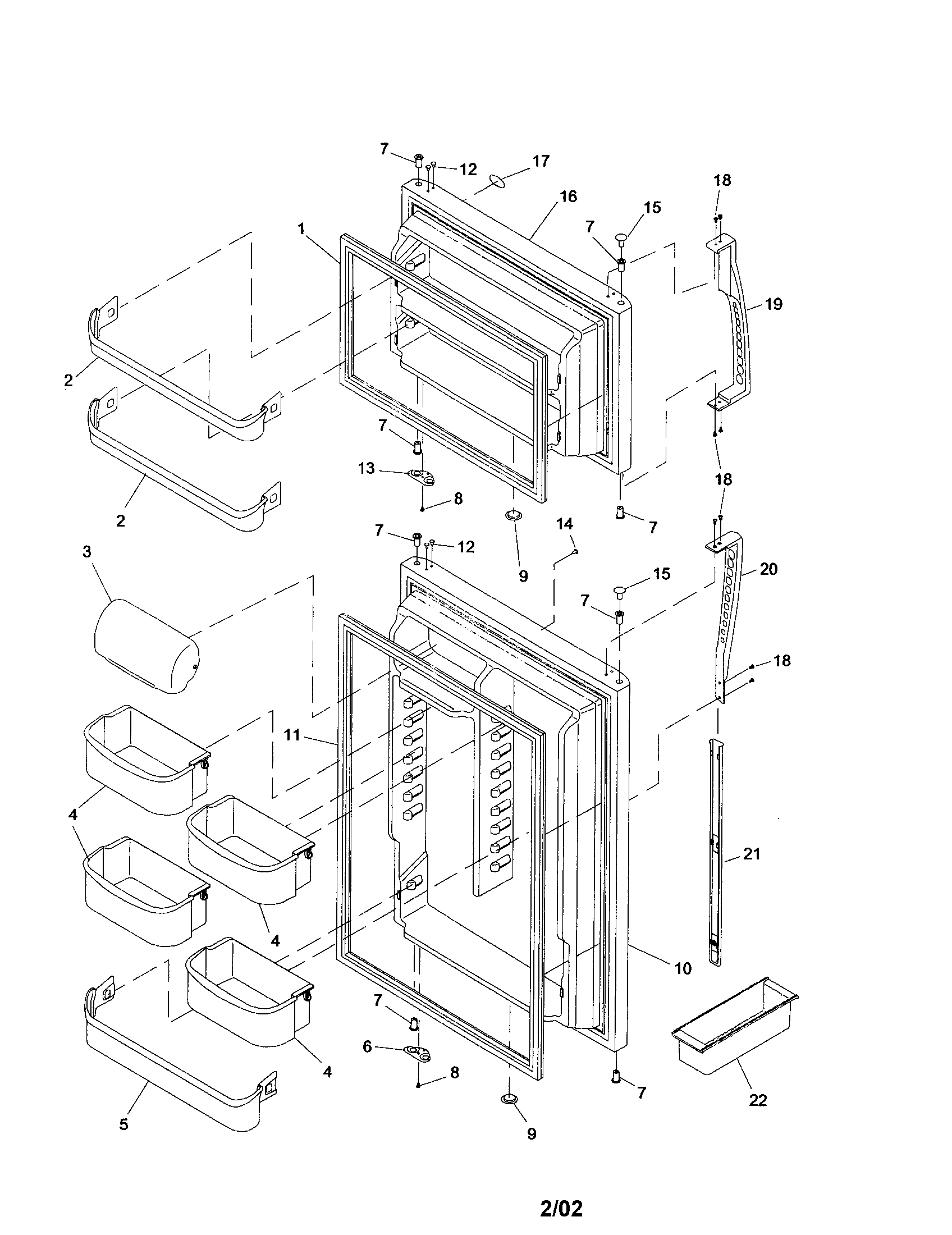 Amana ARTE105BB-PARTE105BB0 door/handles/shelves diagram