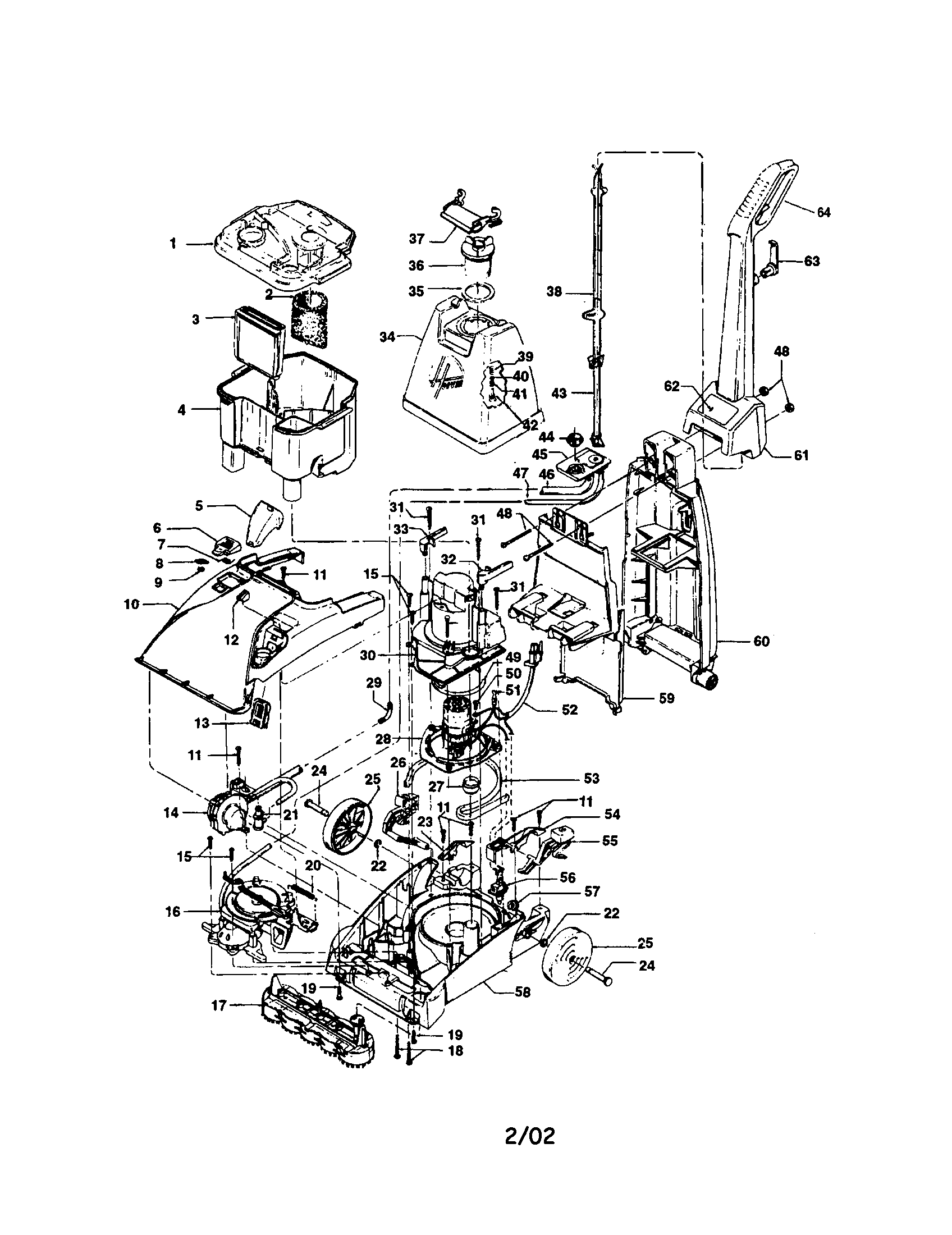 Hoover F5855 upright extractor diagram