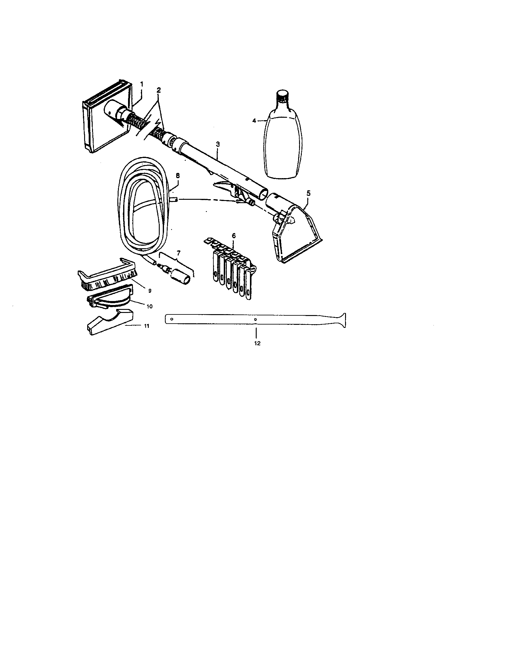 Hoover F5855 hose/upholstery nozzle diagram