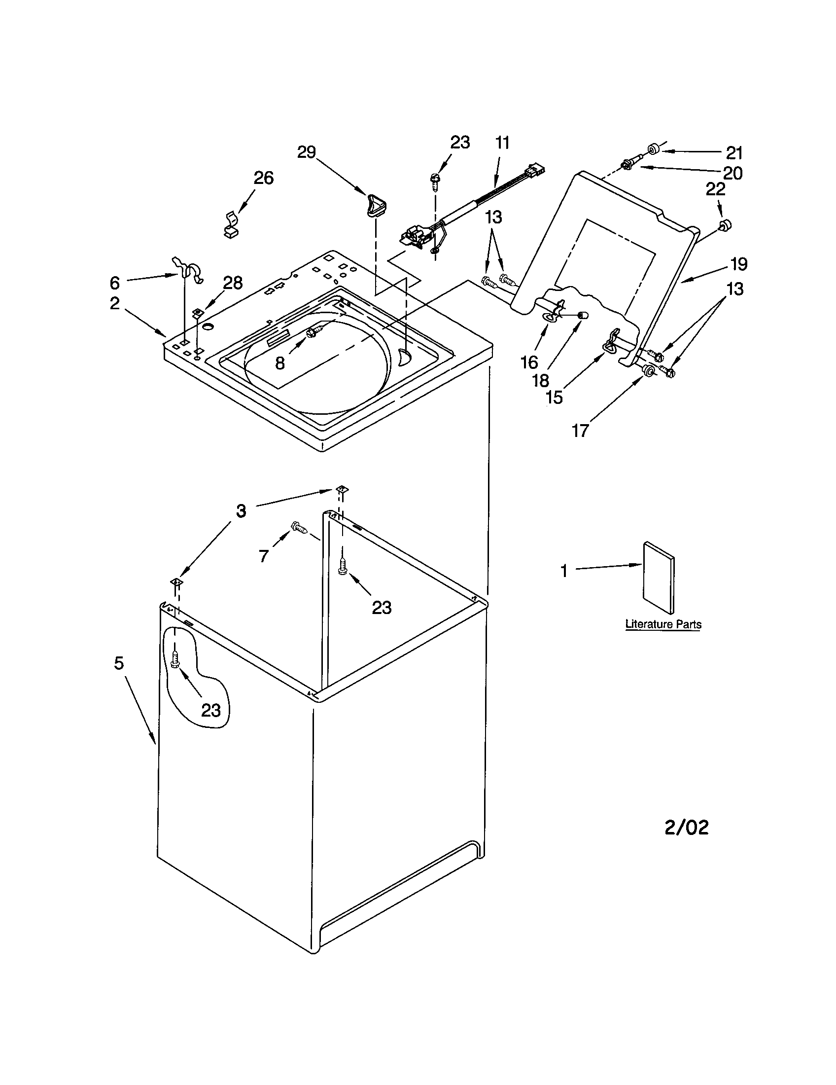 Kenmore 11023712200 top and cabinet diagram