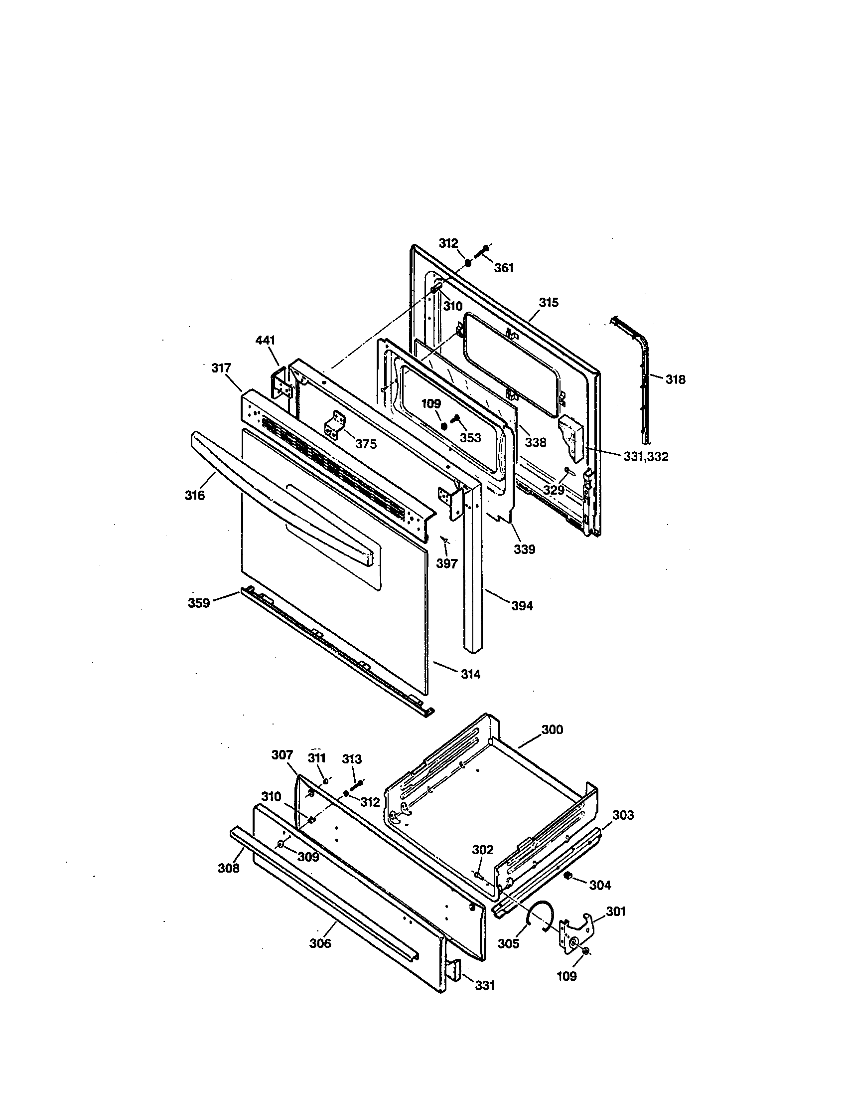 Kenmore 3627526892 door and drawer diagram