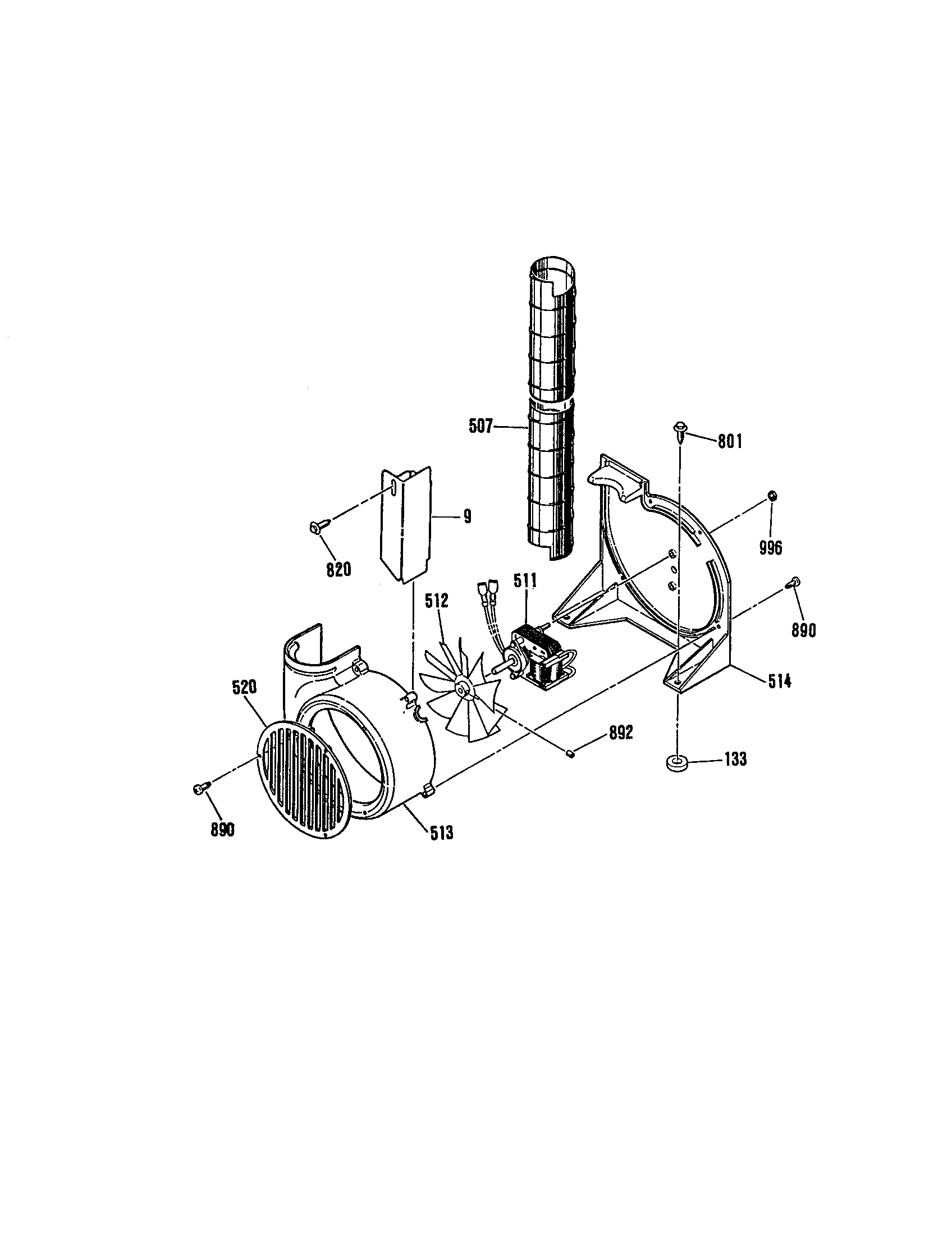 GE JSP28GP4BG fan/blower housing diagram