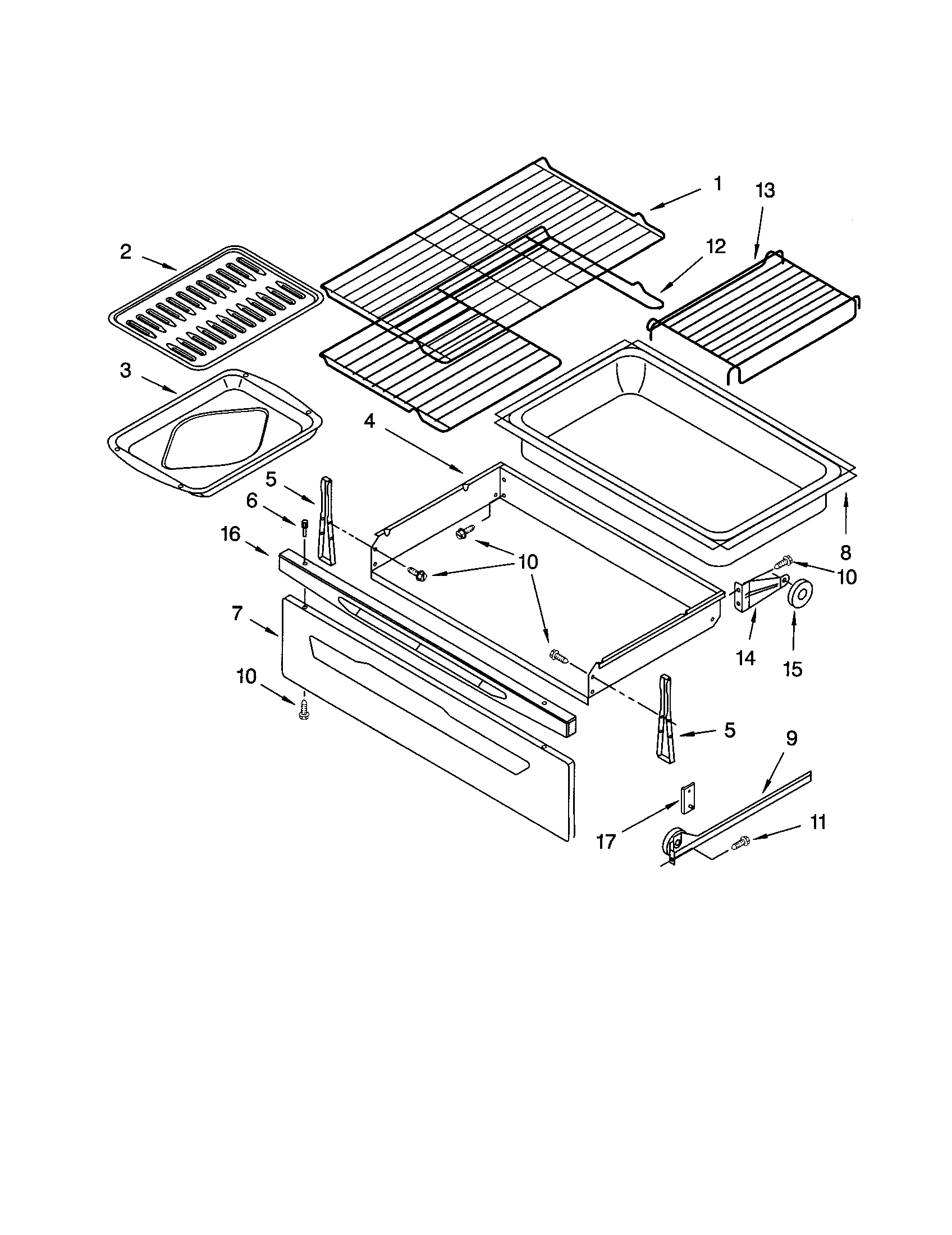 Kenmore 66575022101 drawer and broiler diagram