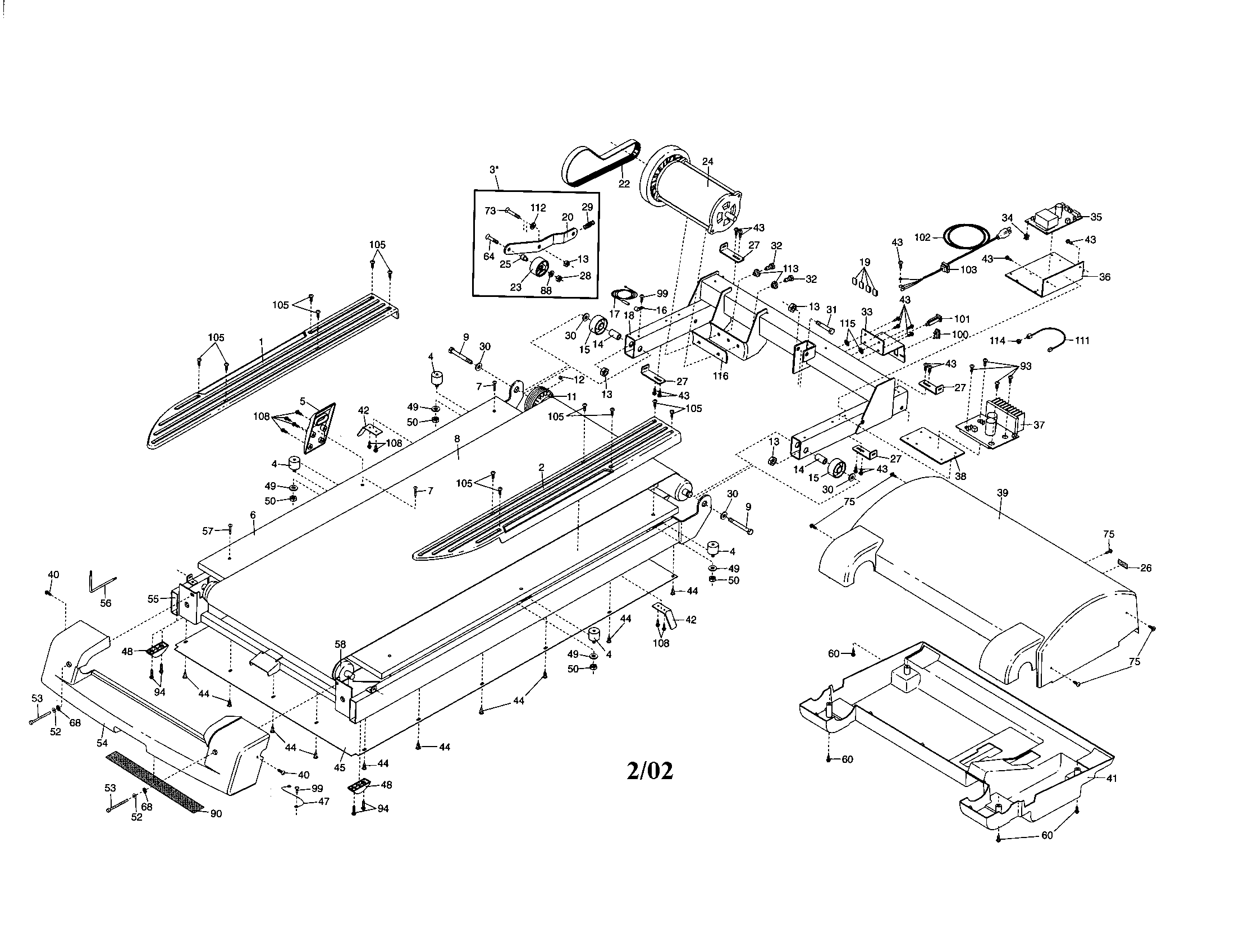 Proform PFTL14920 walking and motor belts diagram