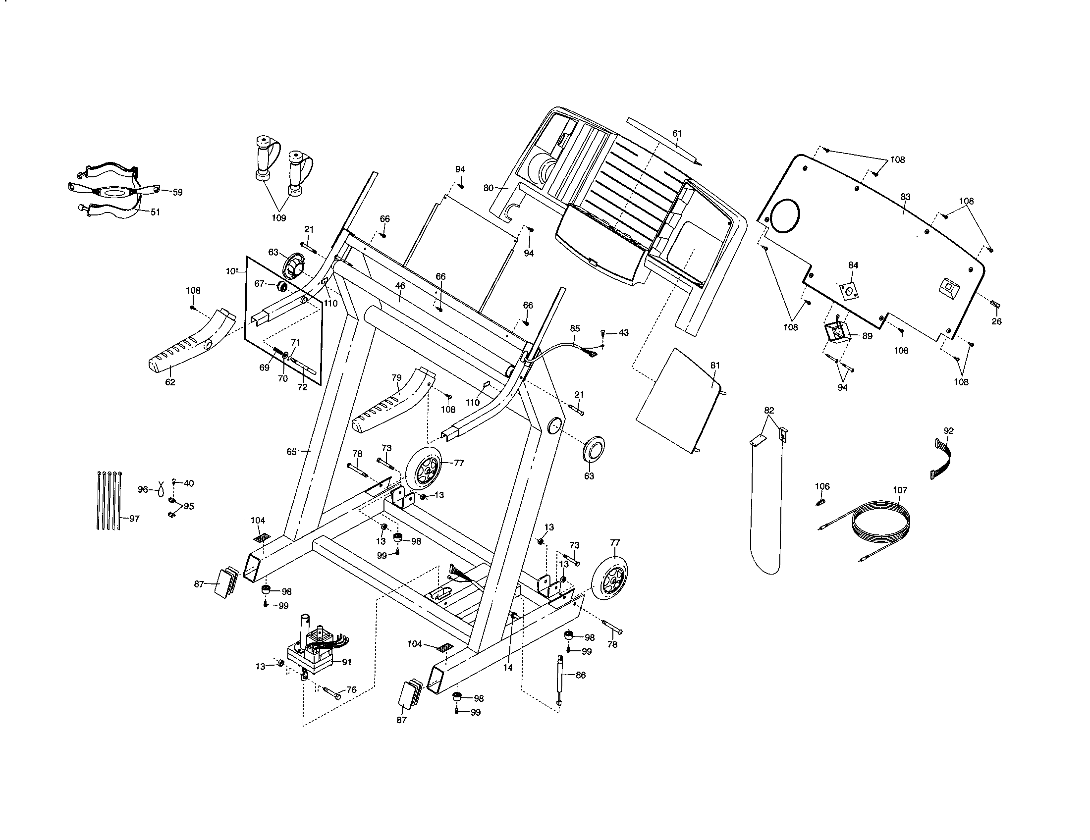 Proform PFTL14920 console base/hand rail diagram