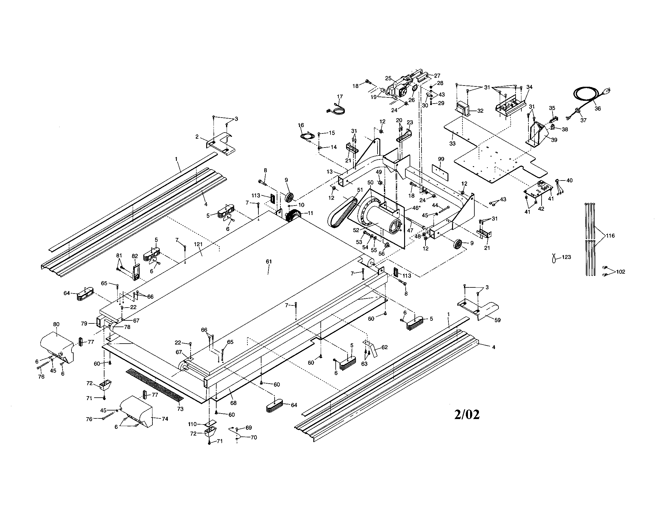 Proform PFTL59291 walking and motor belts diagram
