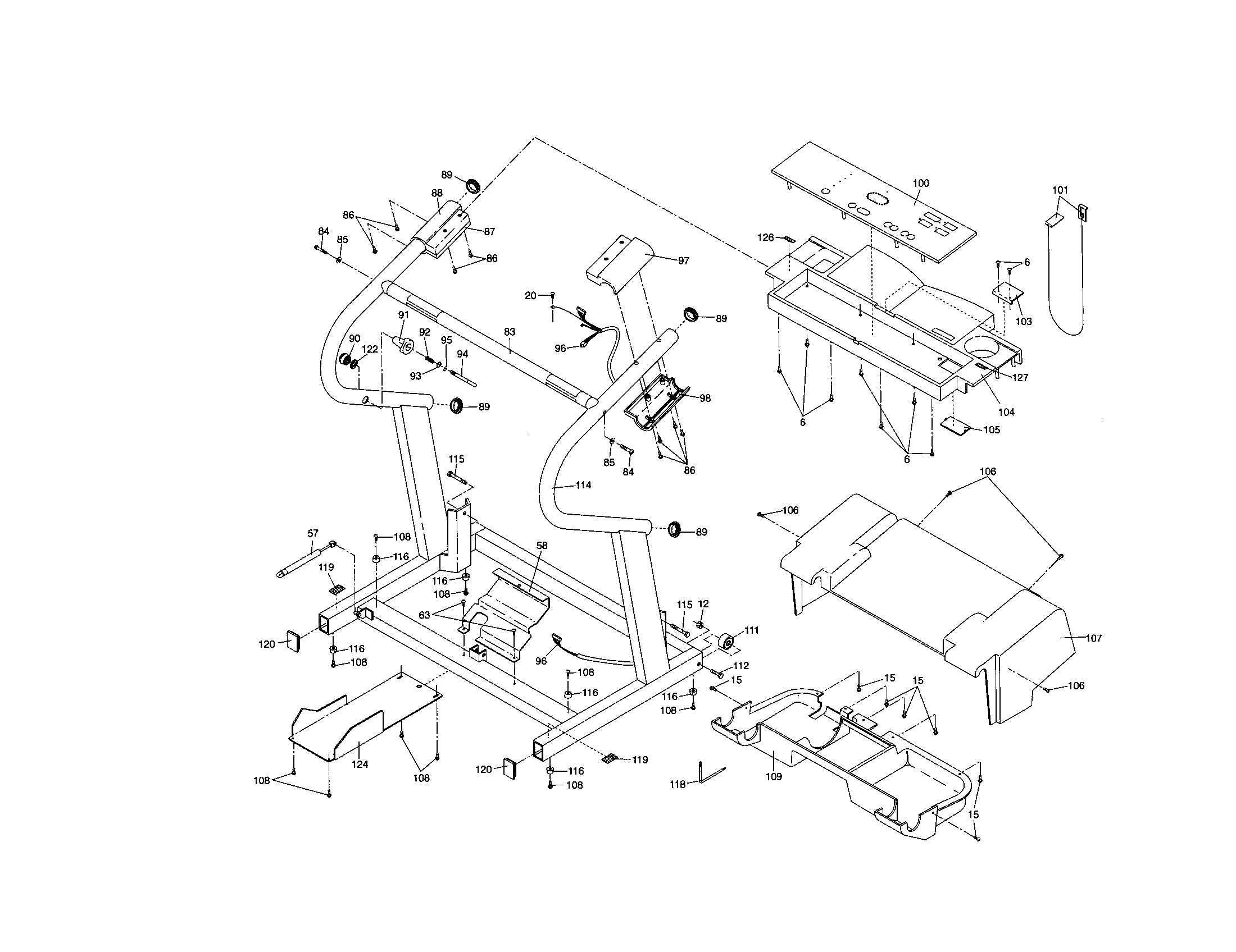 Proform PFTL59291 console base/motor hood diagram