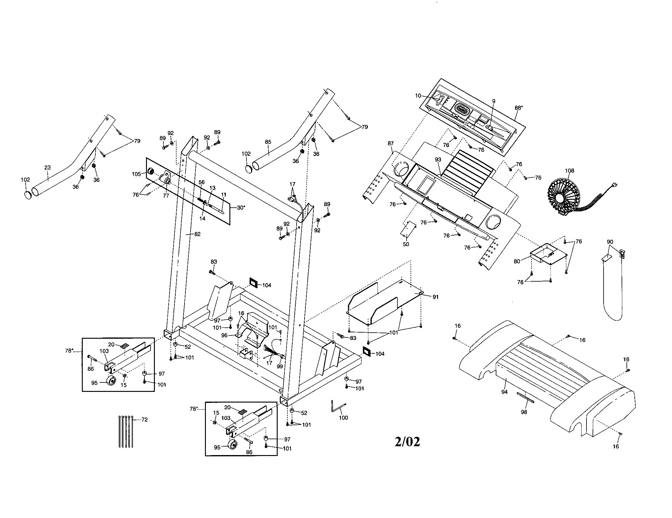 Proform PFTL59810 console base/motor hood diagram