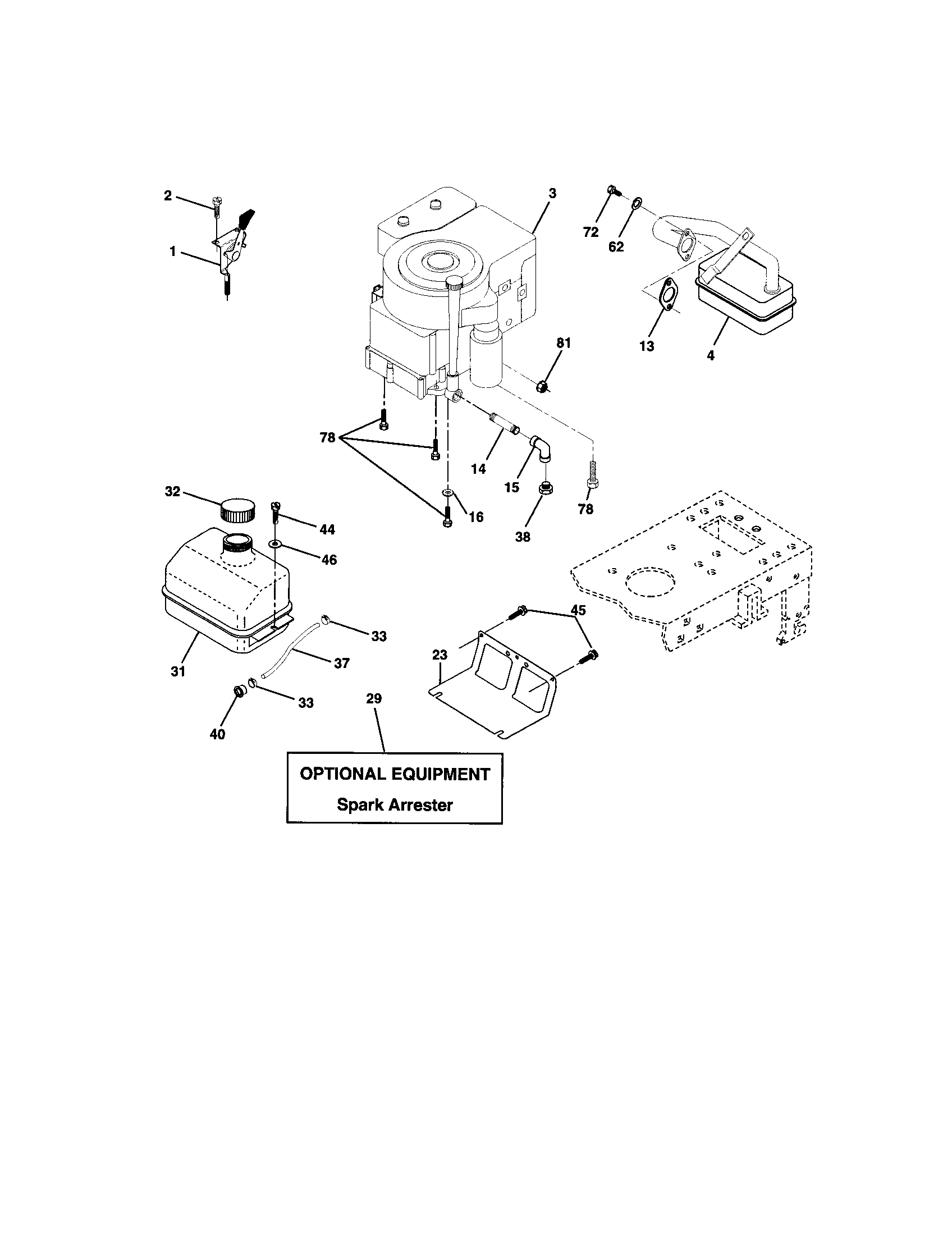 Poulan PO14538A engine diagram