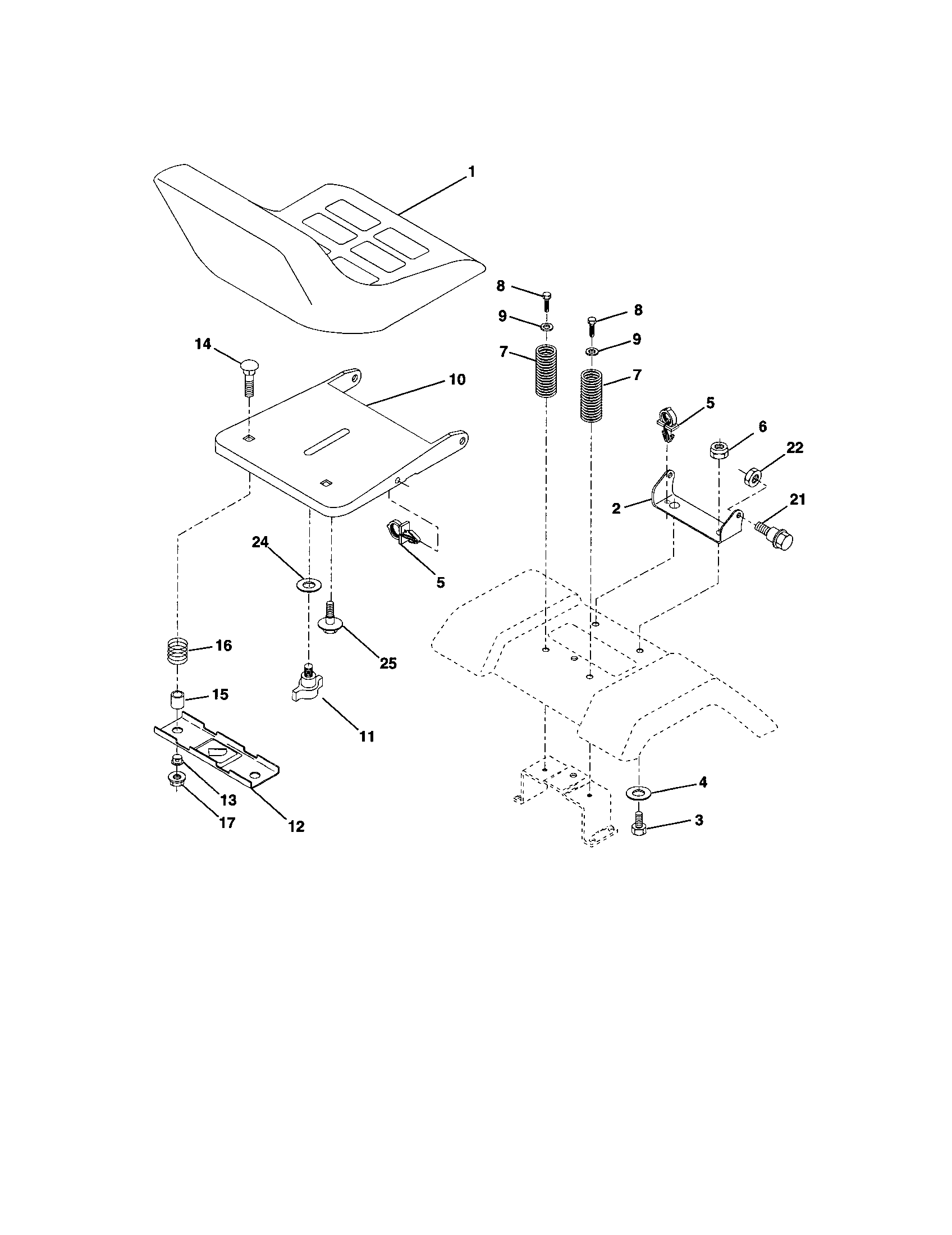 Poulan PO14538A seat assembly diagram