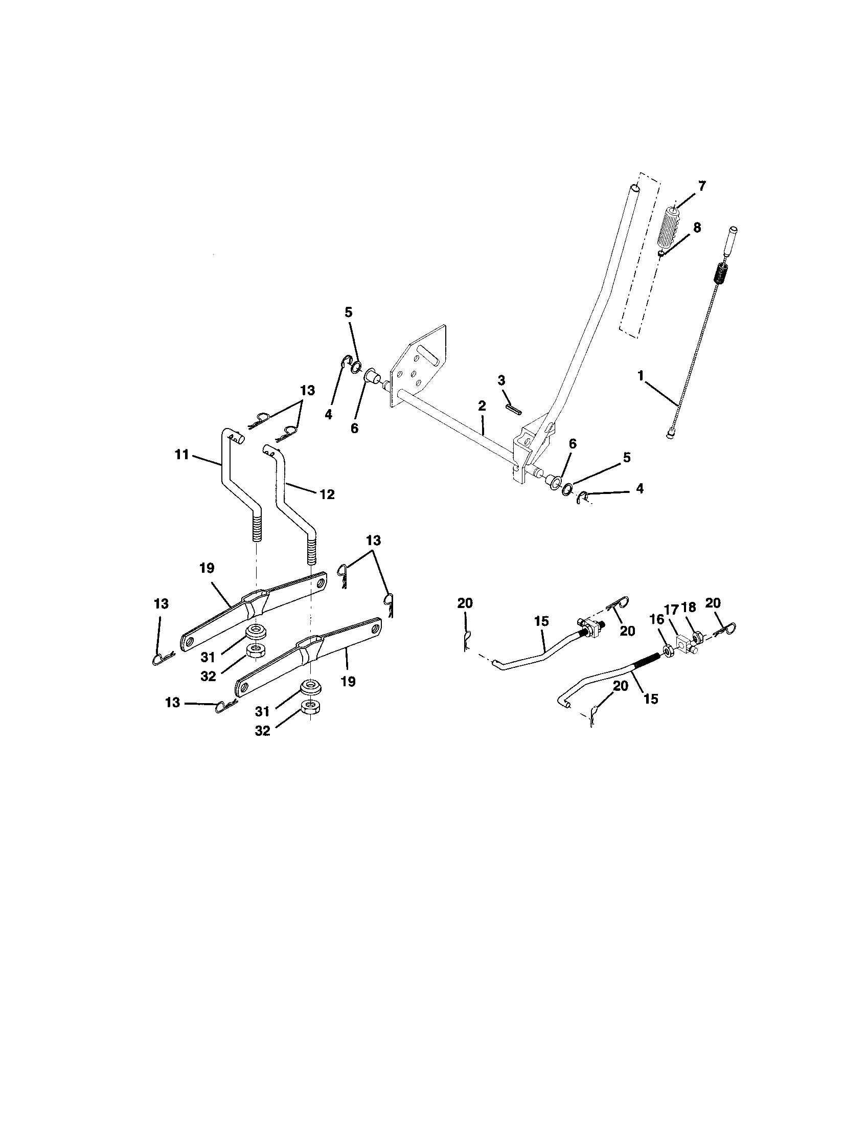 Poulan PO14538A lift assembly diagram