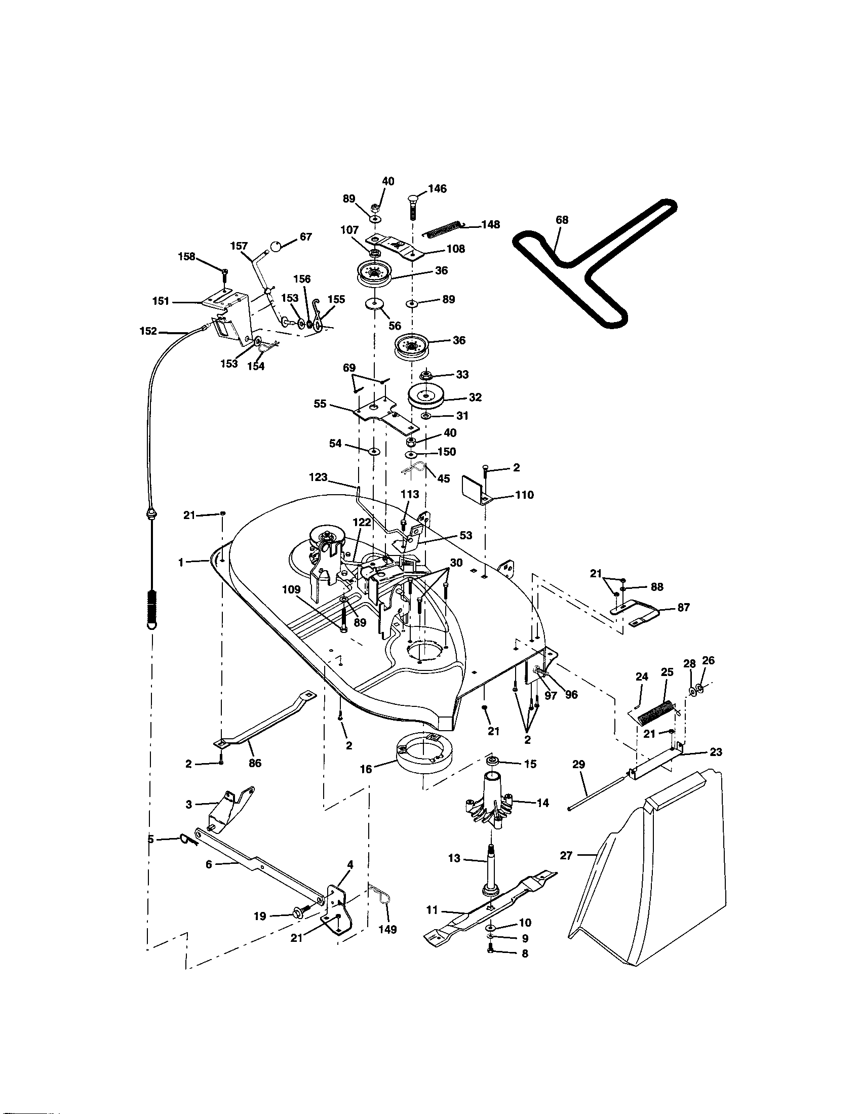 Poulan PO14538A mower deck diagram