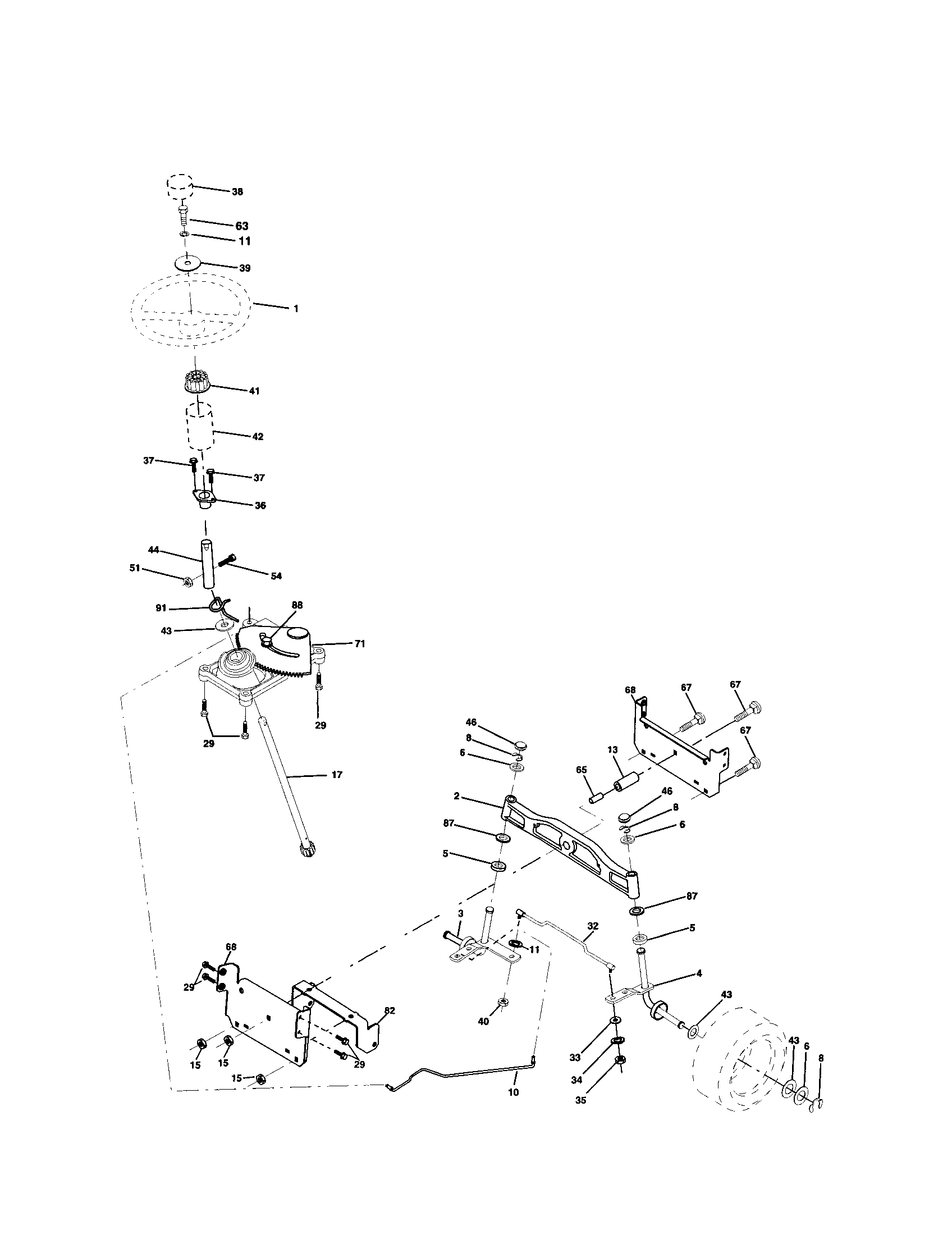 Poulan PR1842STA steering assembly diagram