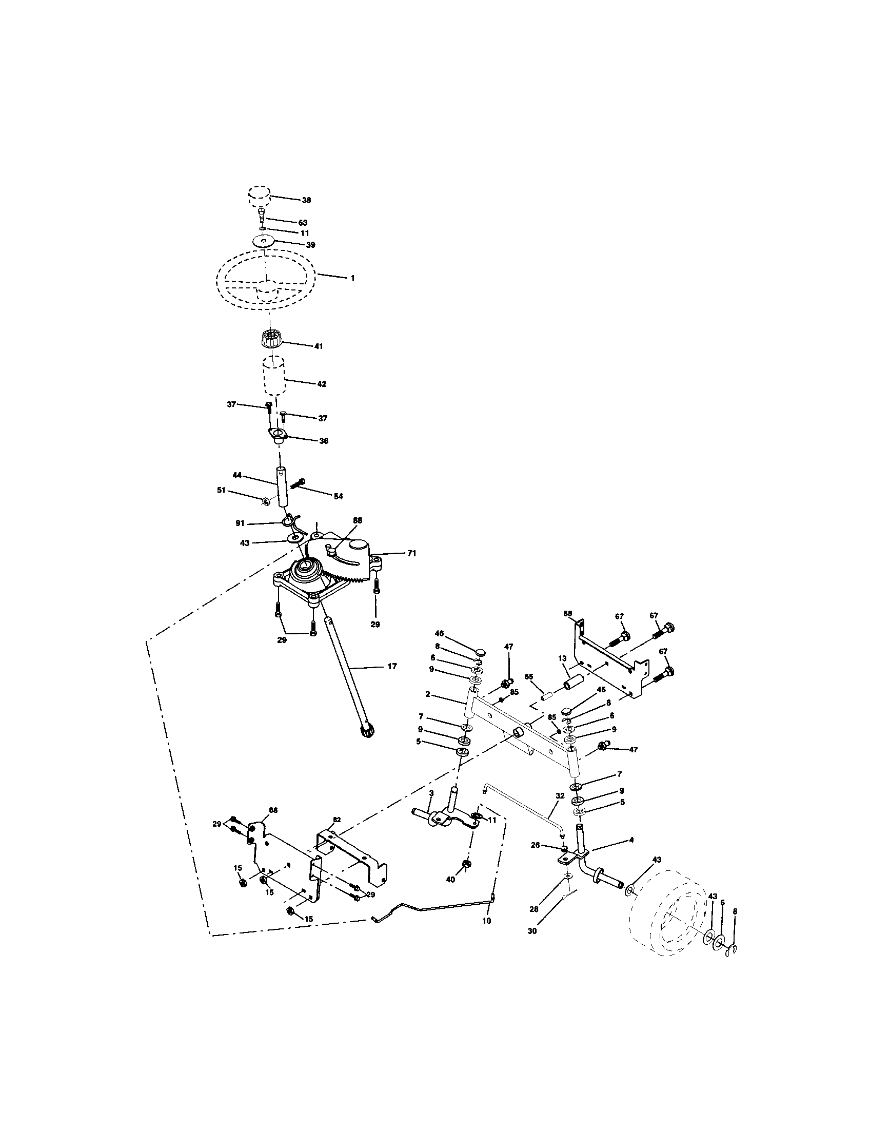 Craftsman 917272074 steering assembly diagram