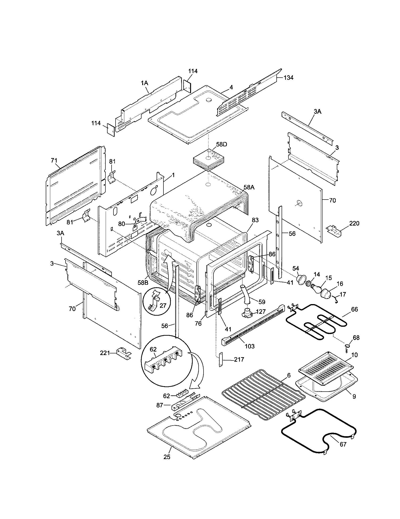Frigidaire FED300ASA body diagram