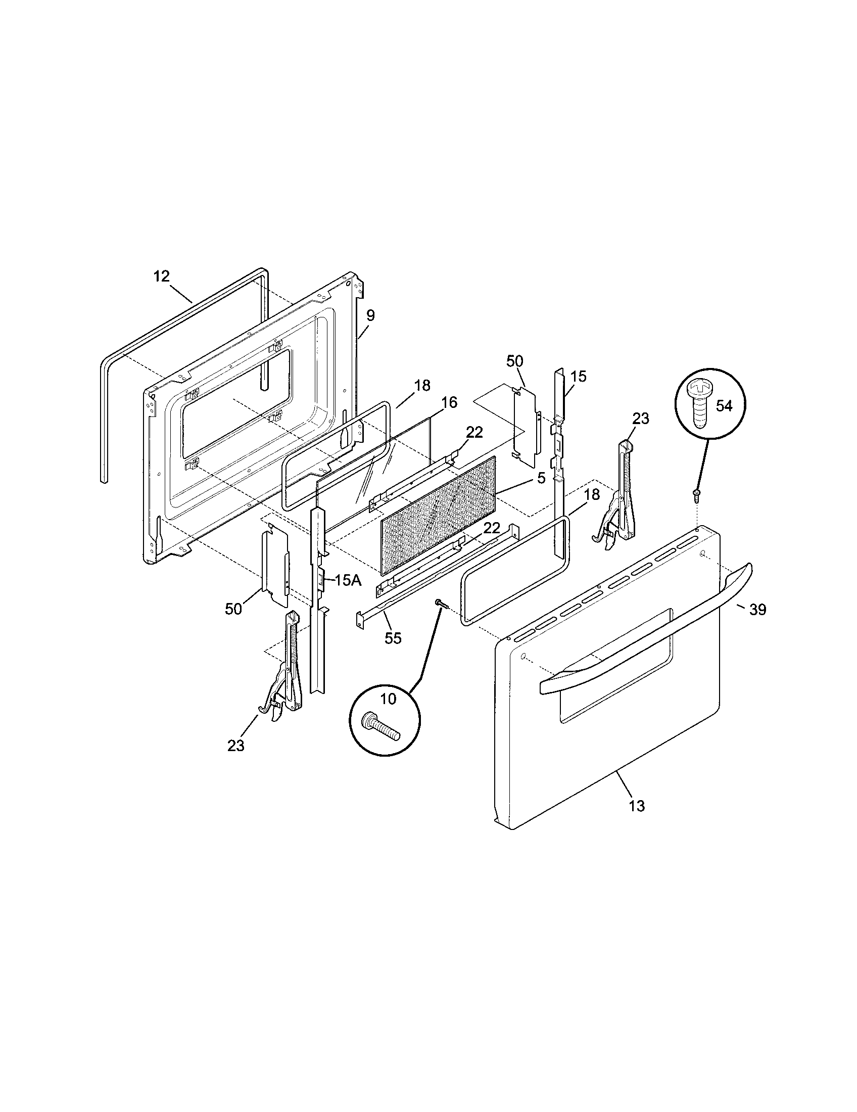 Frigidaire FED300ASA door diagram