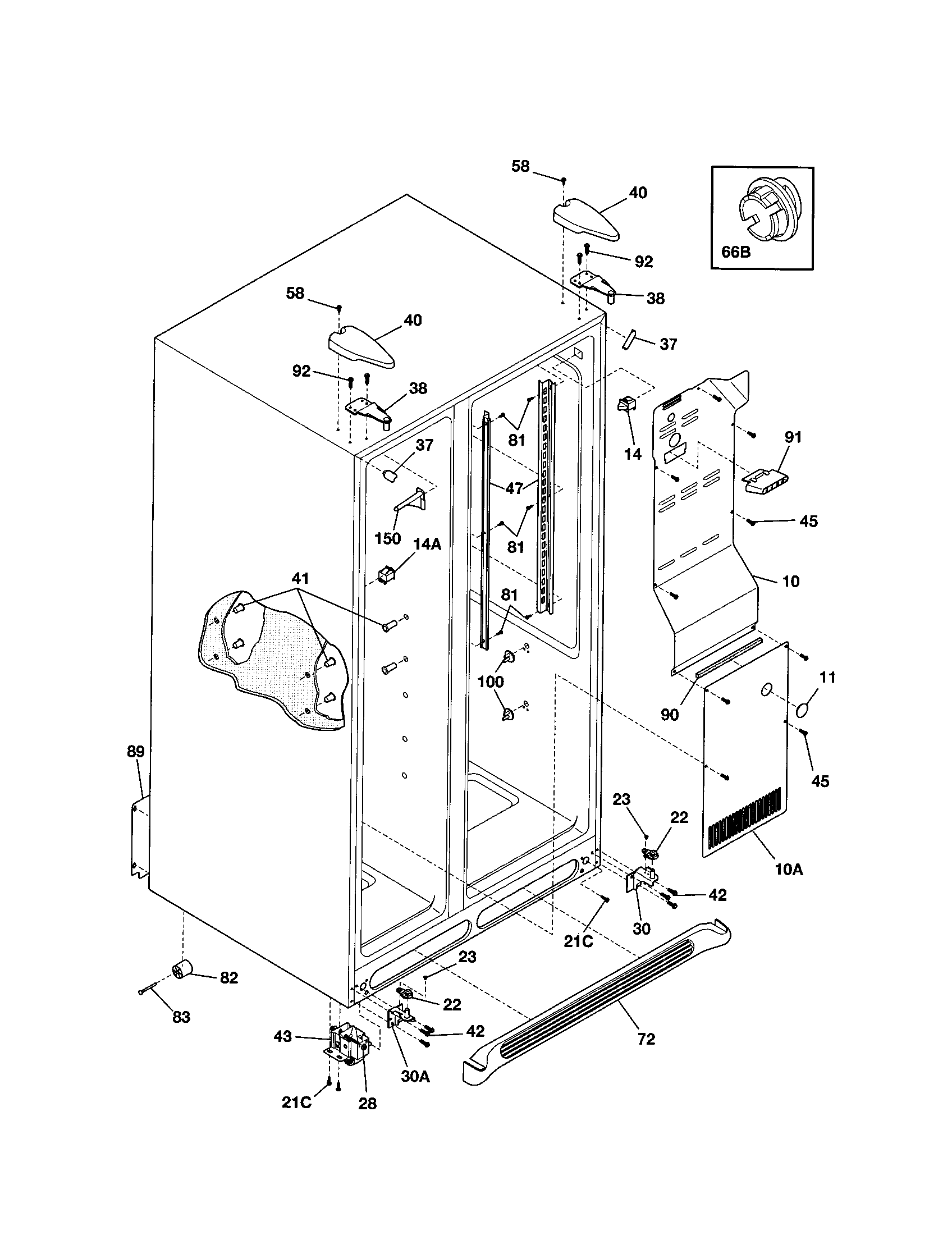 Frigidaire FRS23R4AW3 cabinet diagram