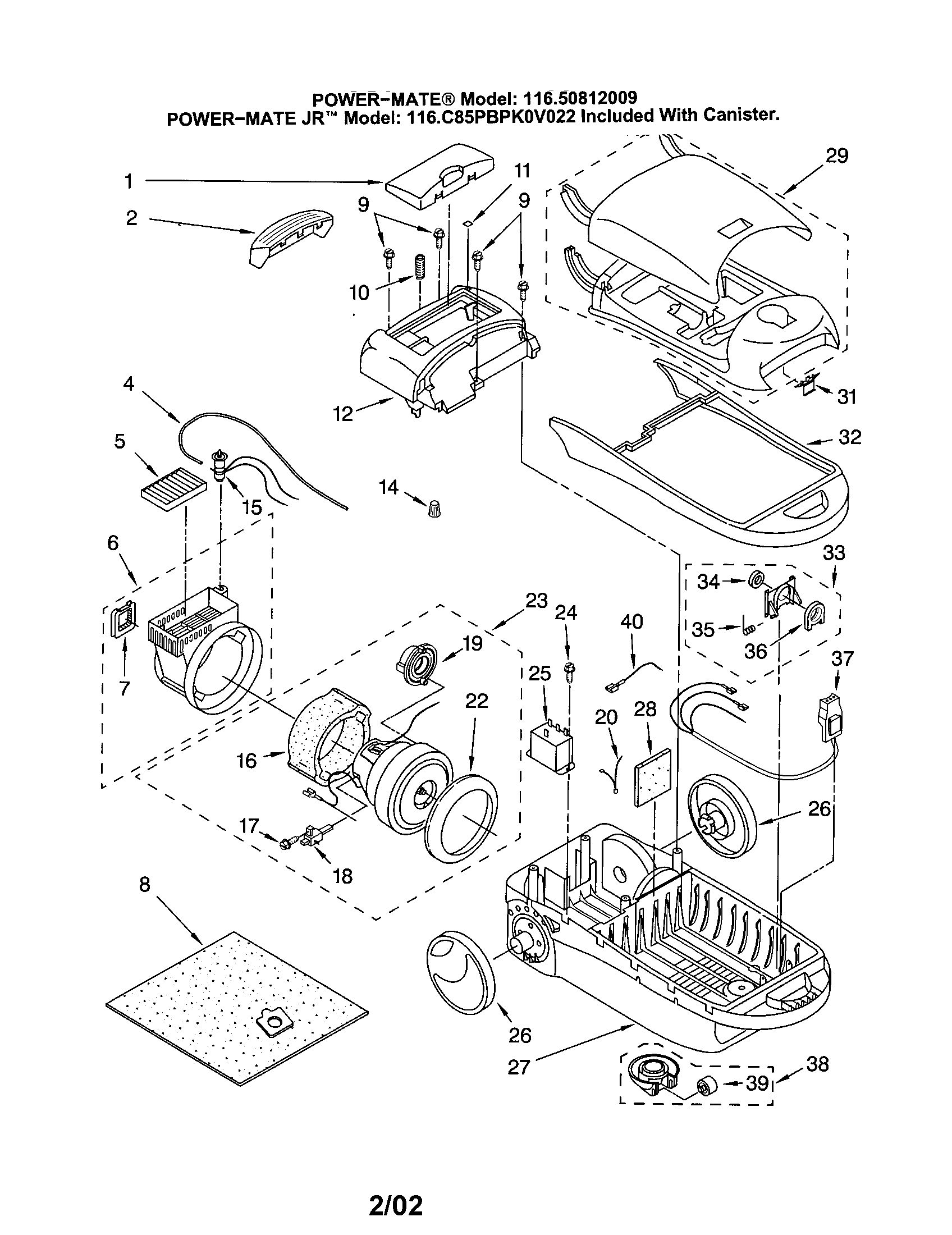 Kenmore 11620812009 canister diagram
