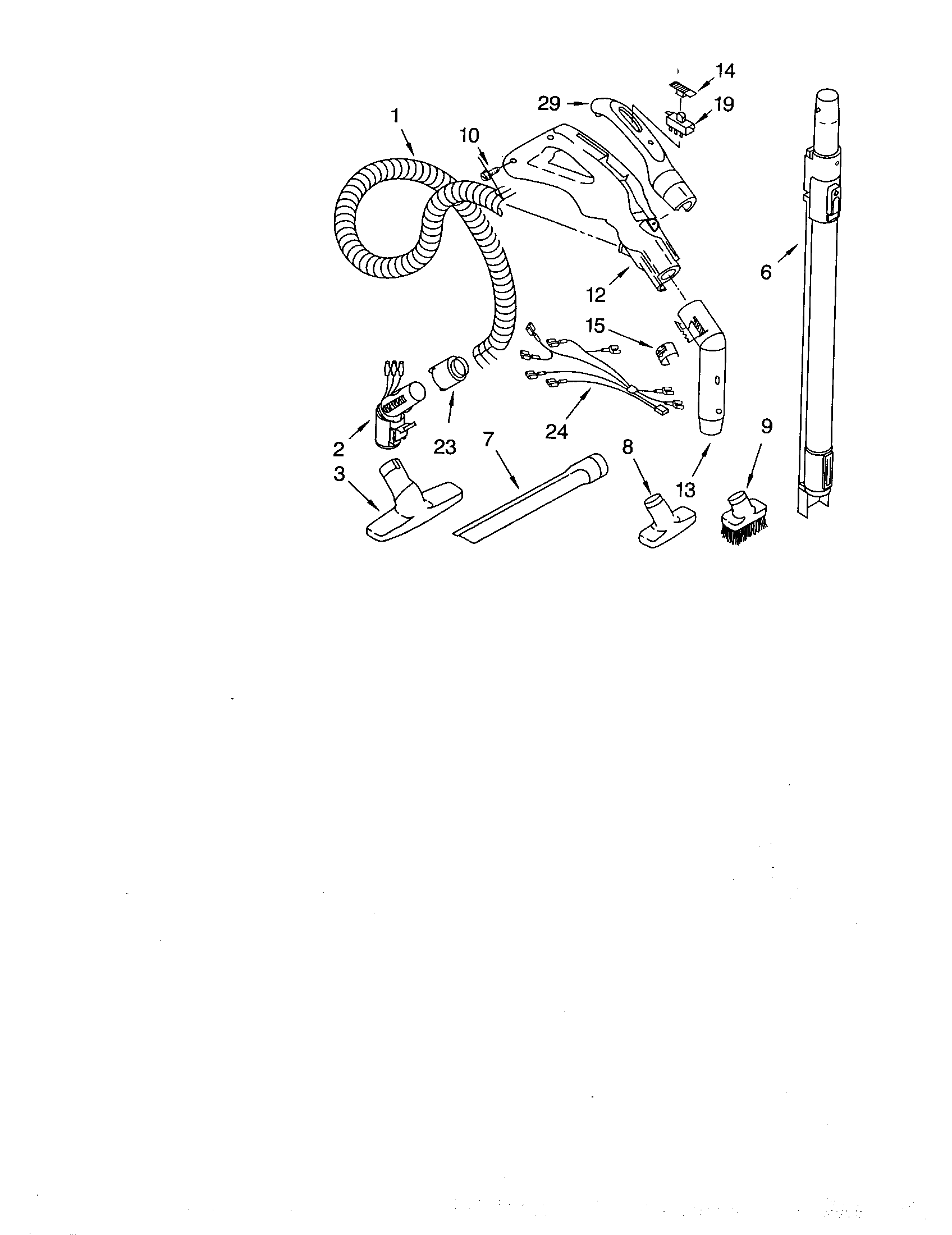 Kenmore 11620812009 hose and attachments diagram