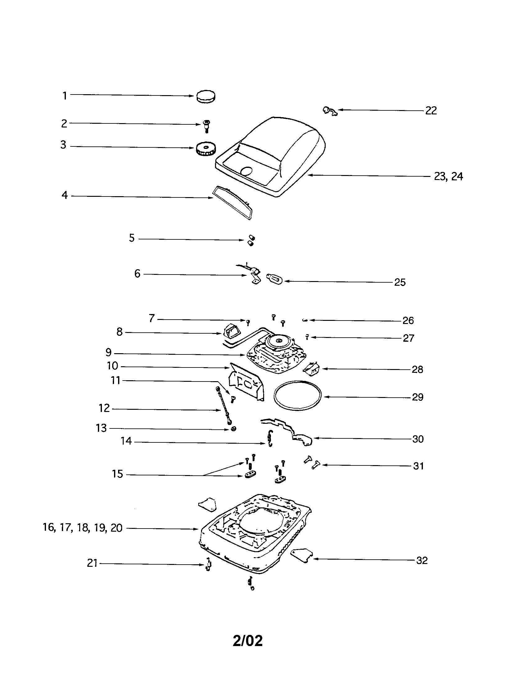 Eureka S670A hood/base diagram