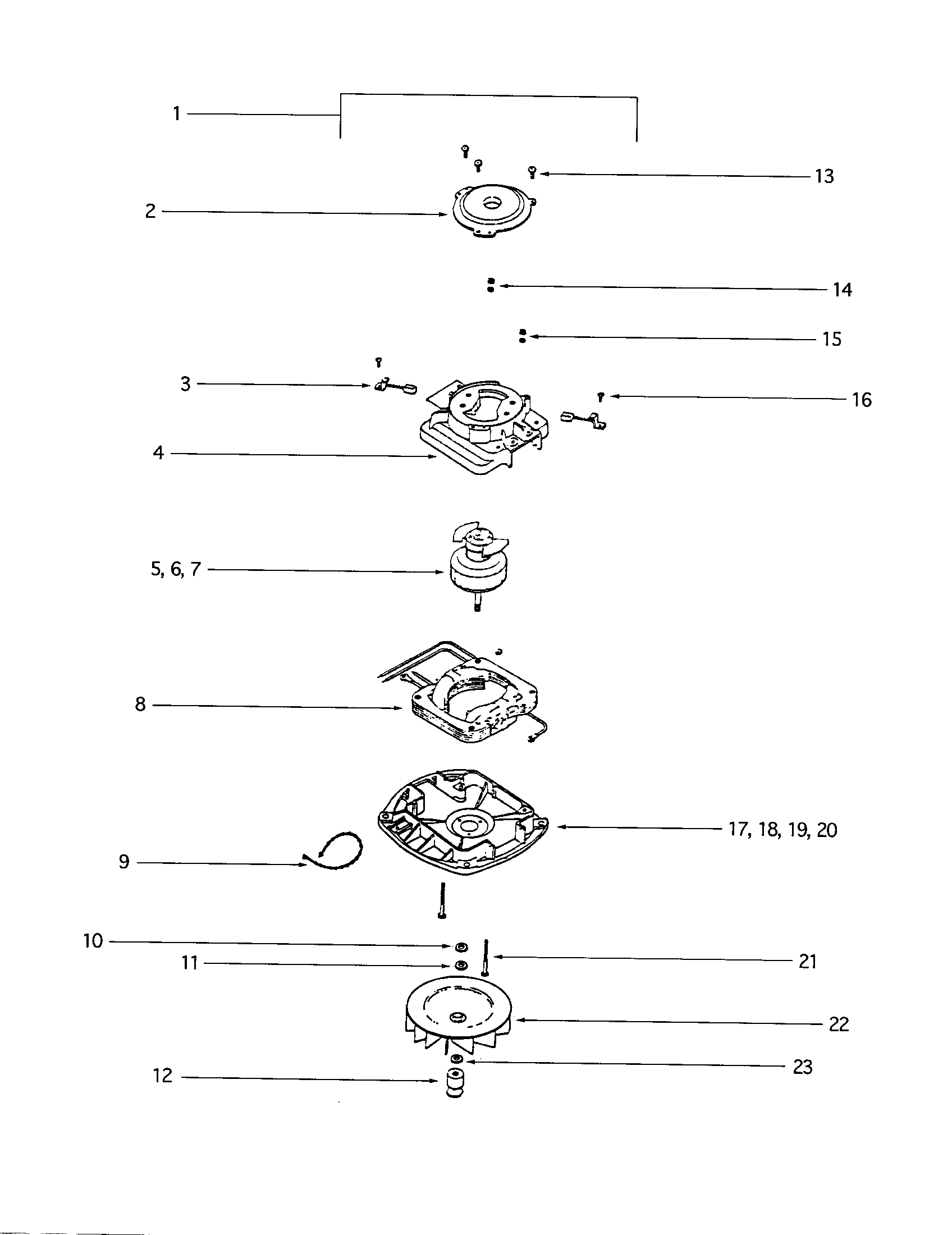 Eureka S670A motor/fan diagram