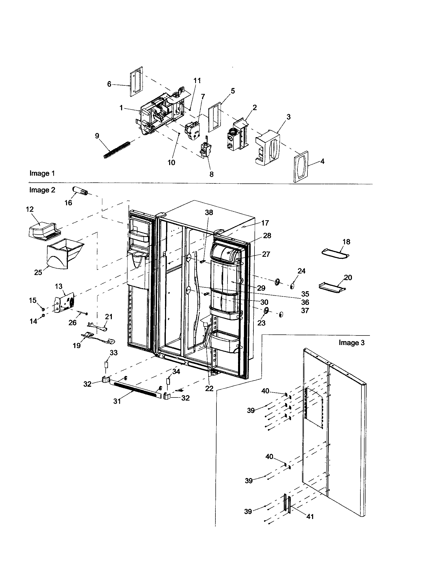 Amana ARS2667BB-PARS2667BB0 controls/light shield/door handles diagram