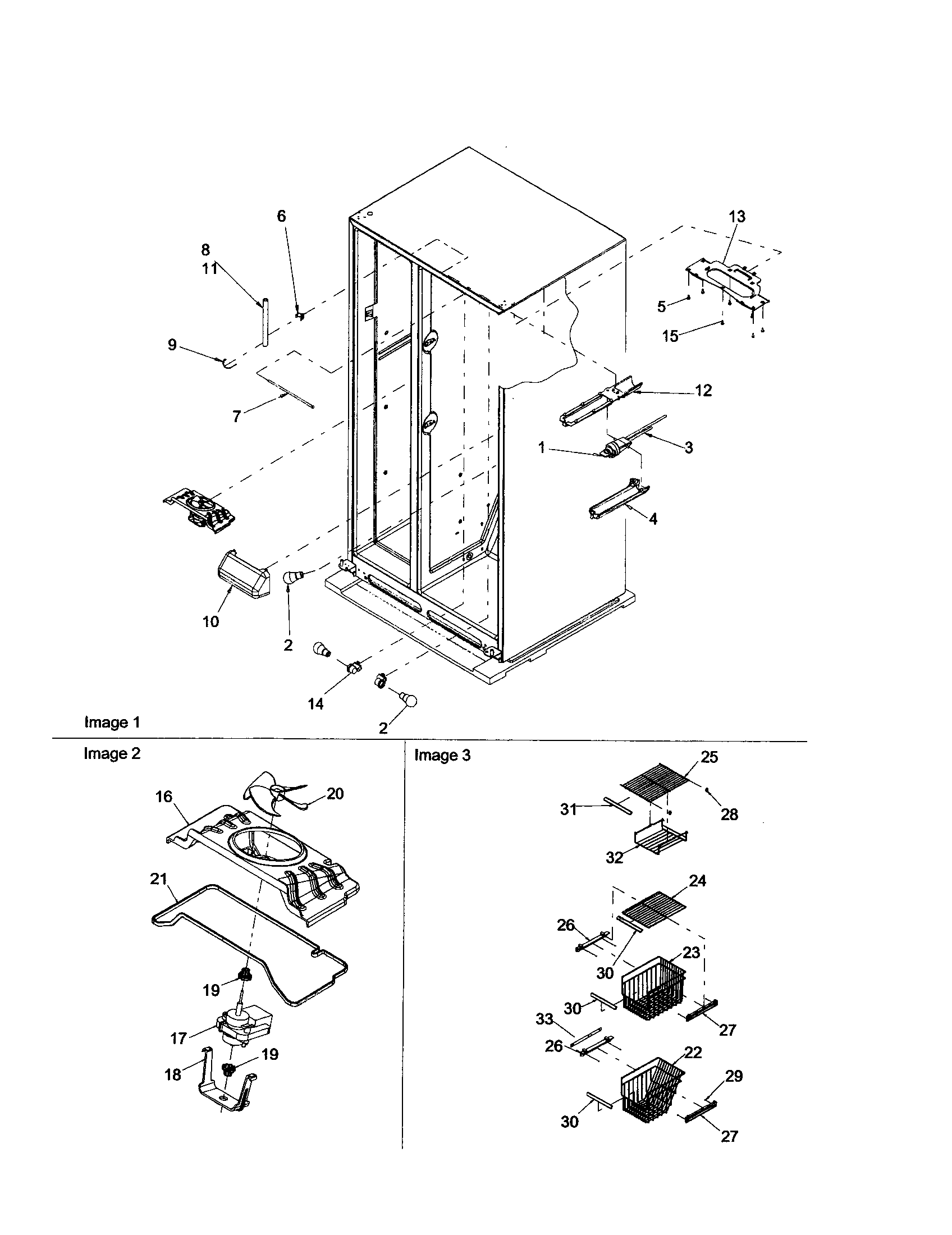 Amana ARS2667BB-PARS2667BB0 freezer shelving/evap fan motor diagram