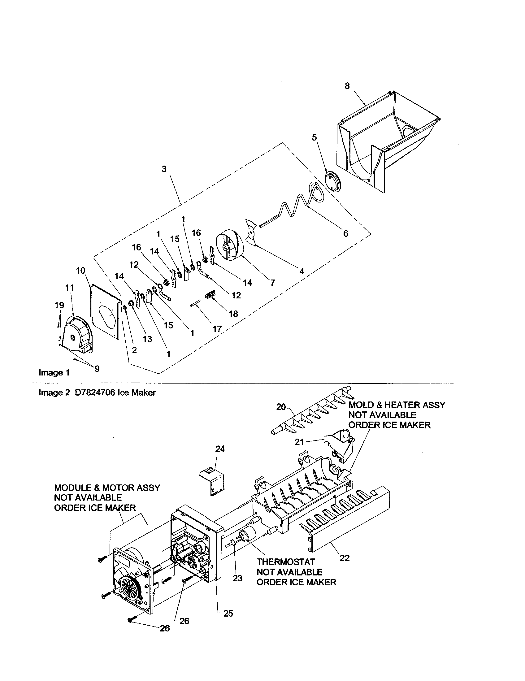 Amana ARS2667BB-PARS2667BB0 ice bucket/auger diagram
