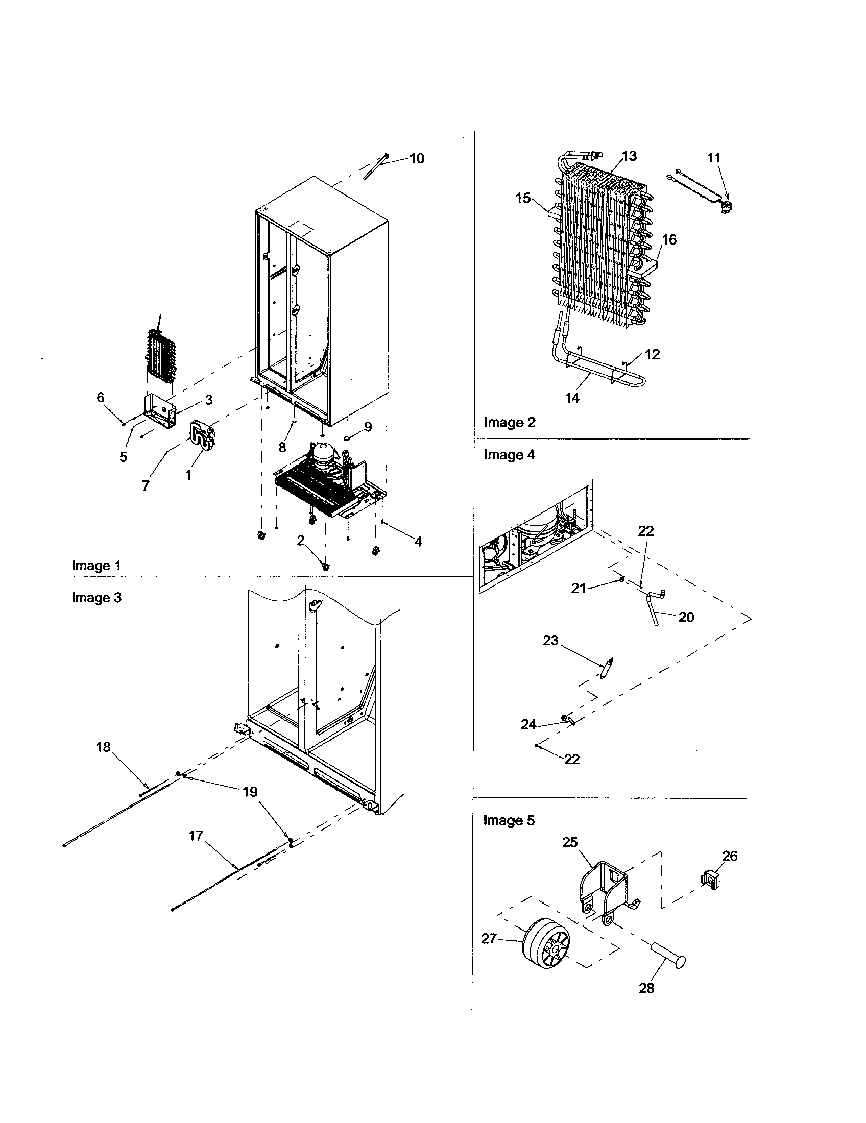 Amana ARSE667BS-PARSE667BS0 evaporator/drier/rollers diagram