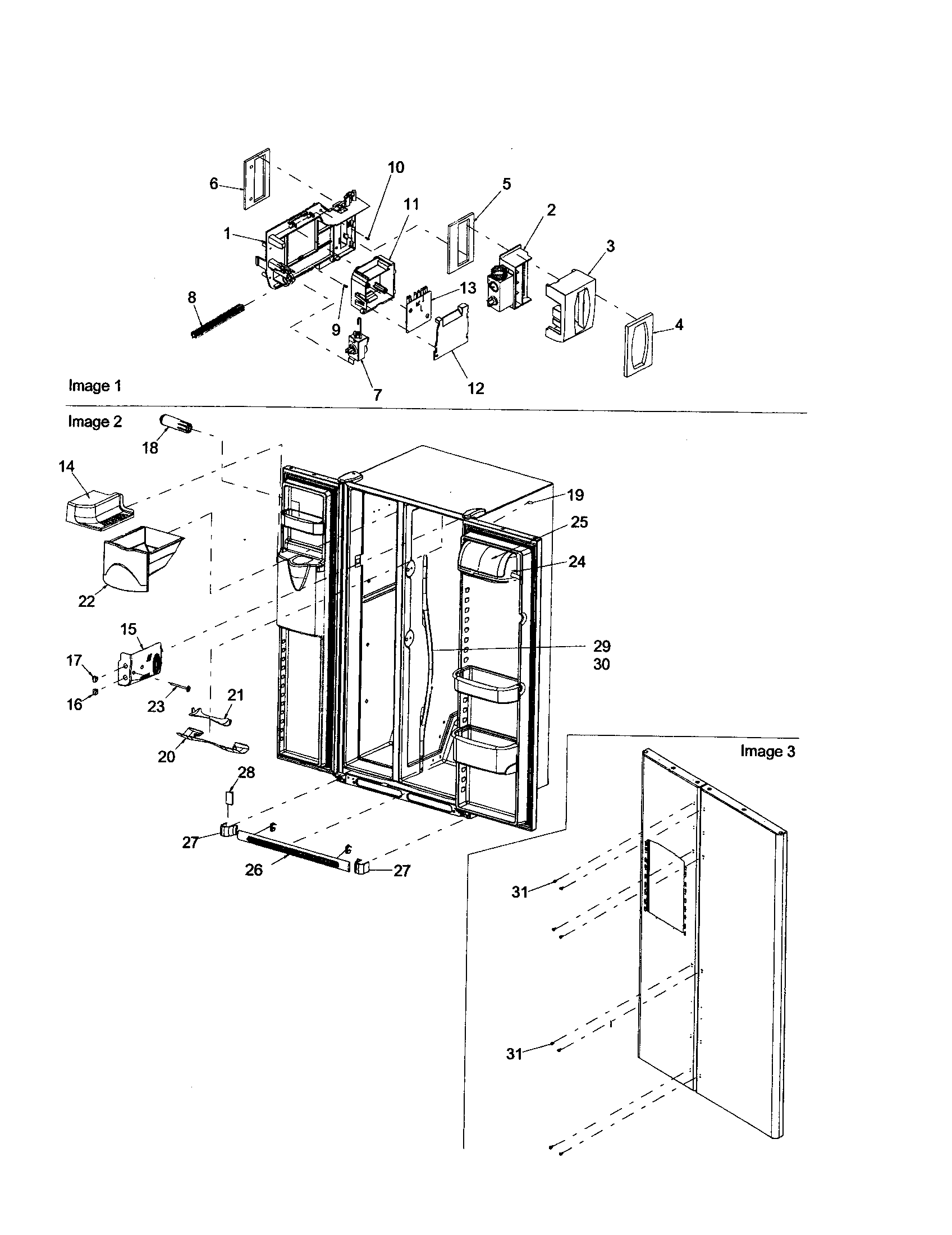 Amana DRSE663BW-PDRSE663BW0 controls/light shield/handles diagram