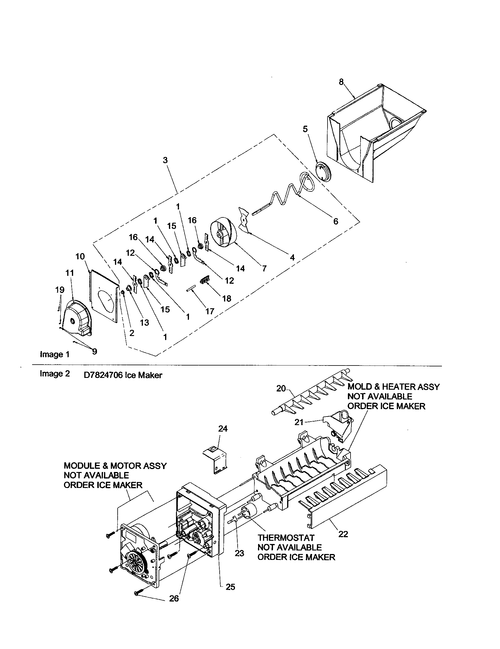 Amana DRSE663BW-PDRSE663BW0 ice bucket/auger diagram