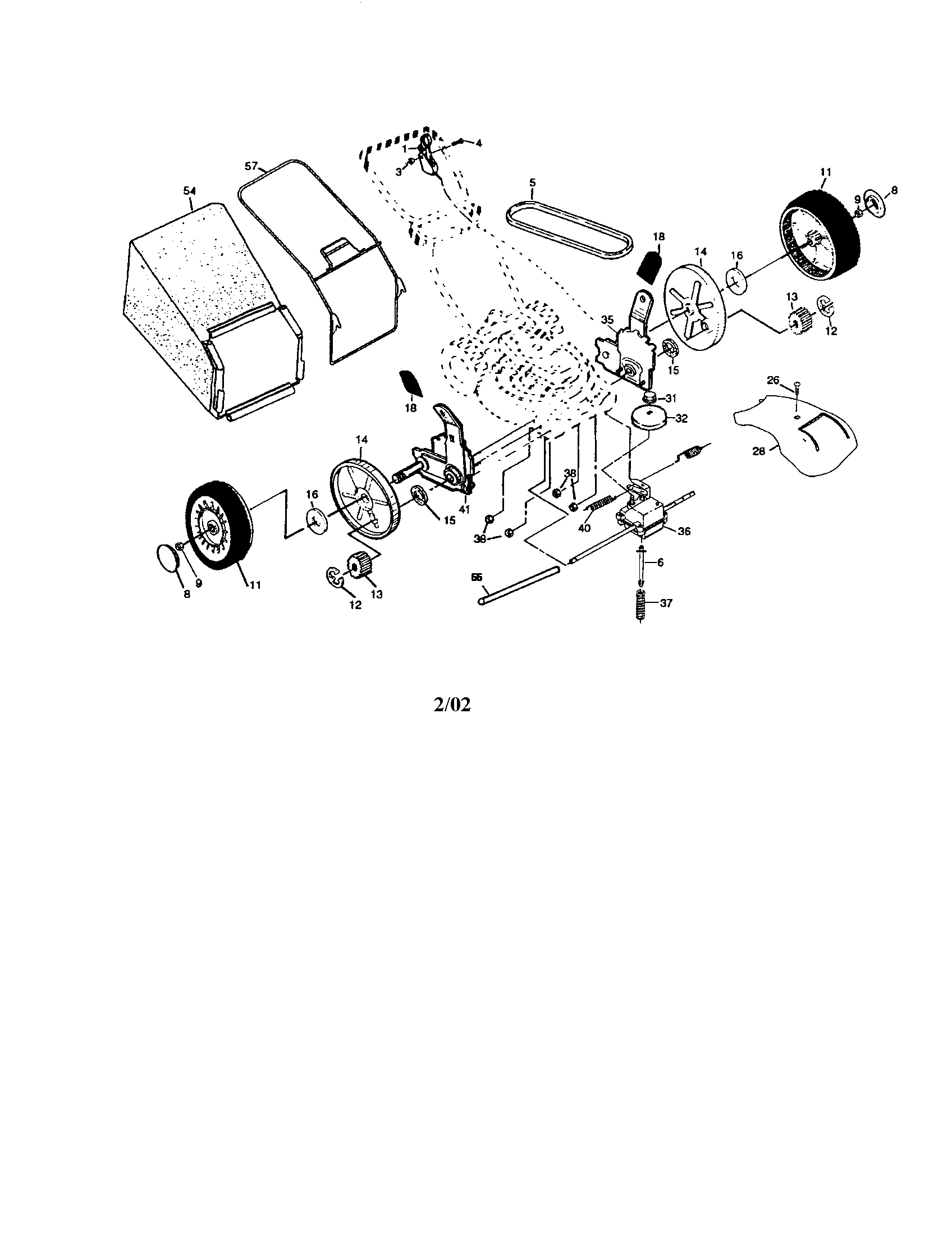 Poulan PR65Y21MA wheels/tires/bag diagram